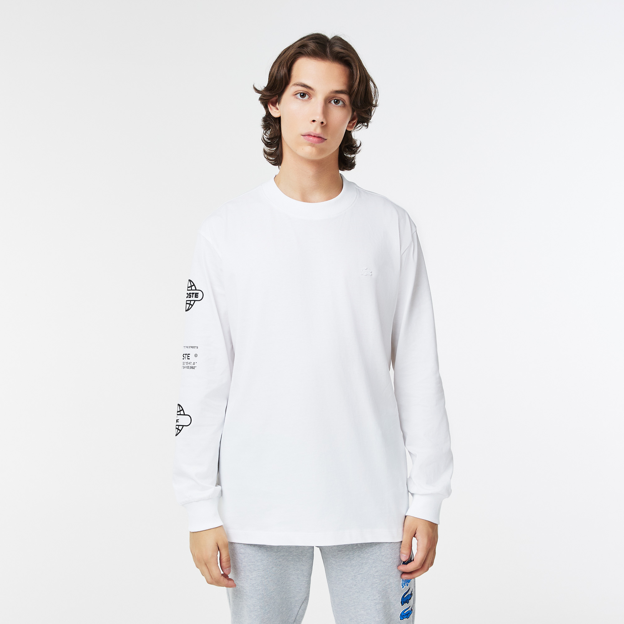 

Мужская футболка Lacoste стандартного кроя с длинным рукавом, Белый