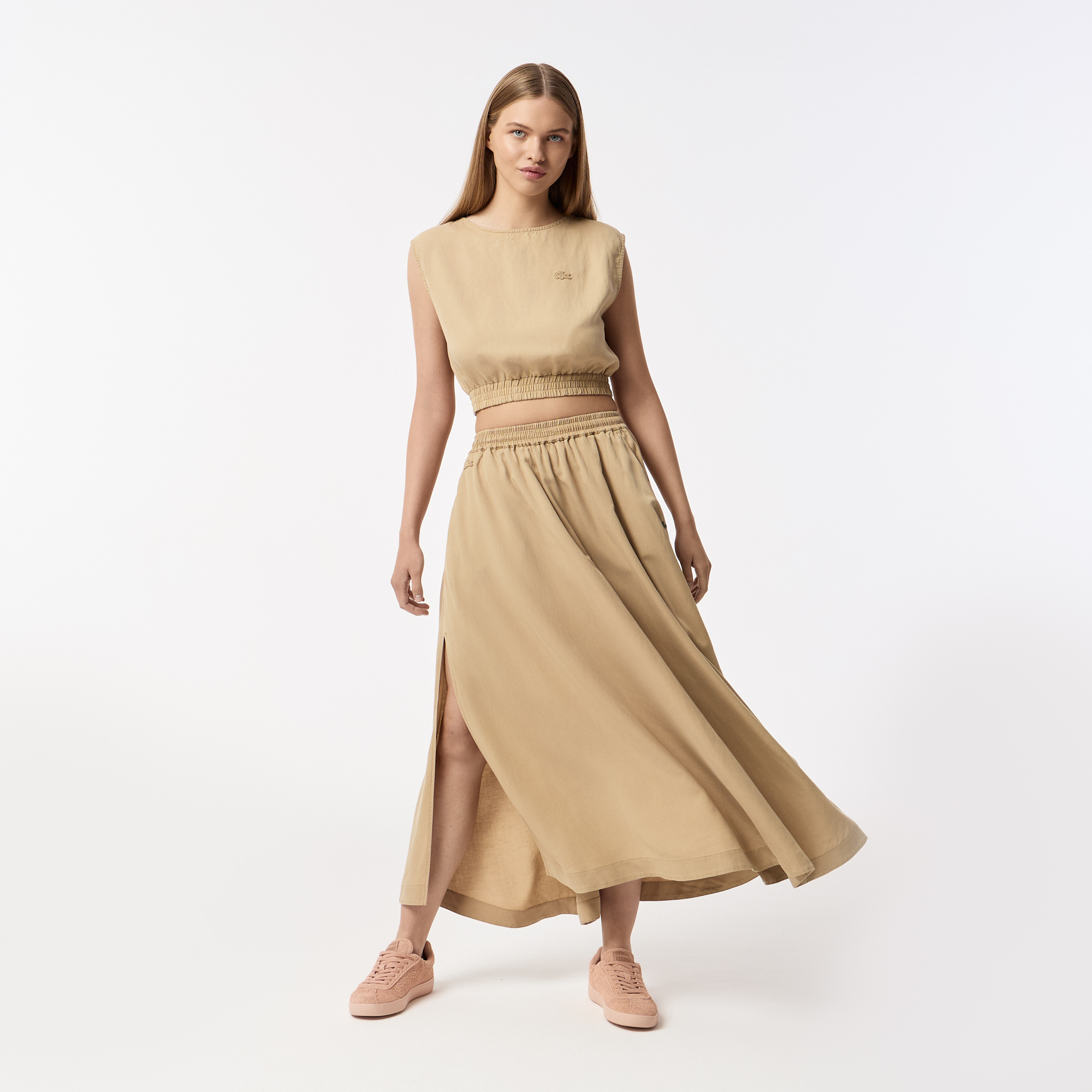 Юбка Lacoste длинная стандартного кроя, бежевый, арт. JF0509