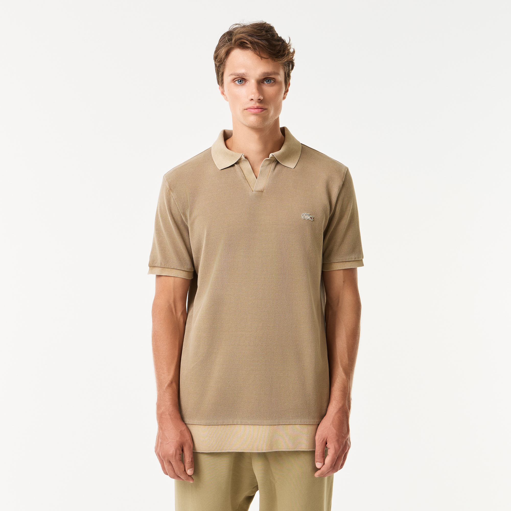 

Мужское хлопковое поло Lacoste стандартного кроя, Бежевый