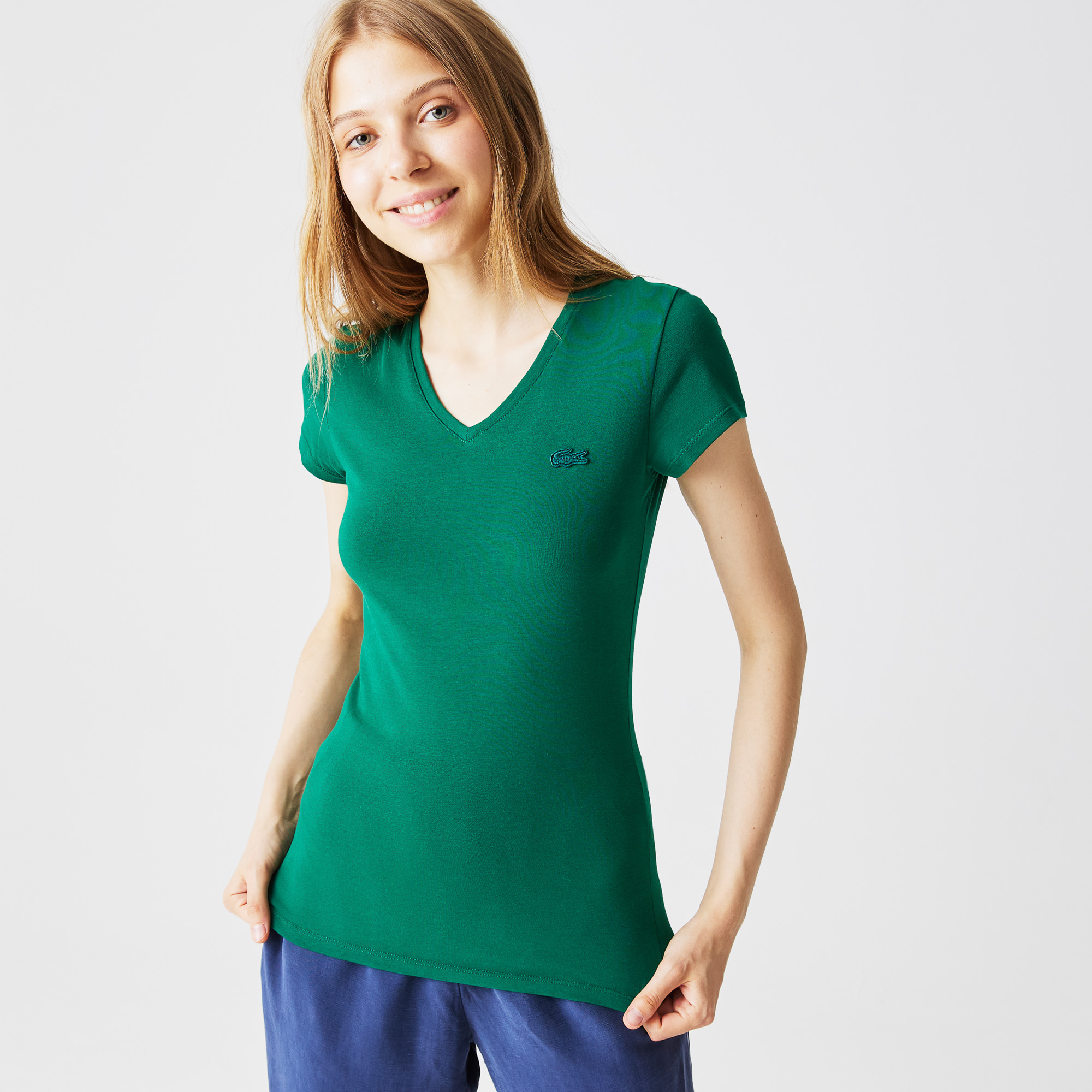 Женская футболка Lacoste Slim Fit, зеленый, арт. TF2214