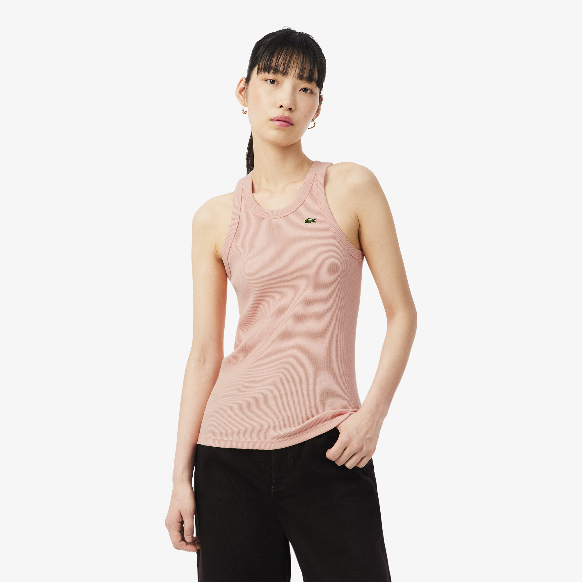 Женская облегающая хлопковая майка Lacoste