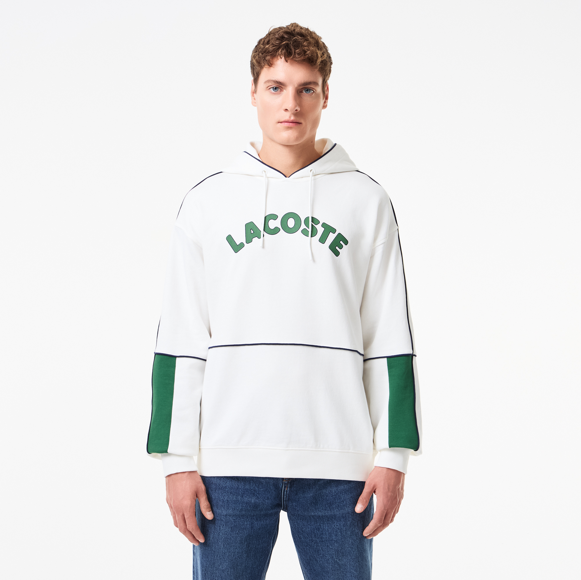 

Мужская хлопковая толстовка Lacoste с капюшоном, Белый