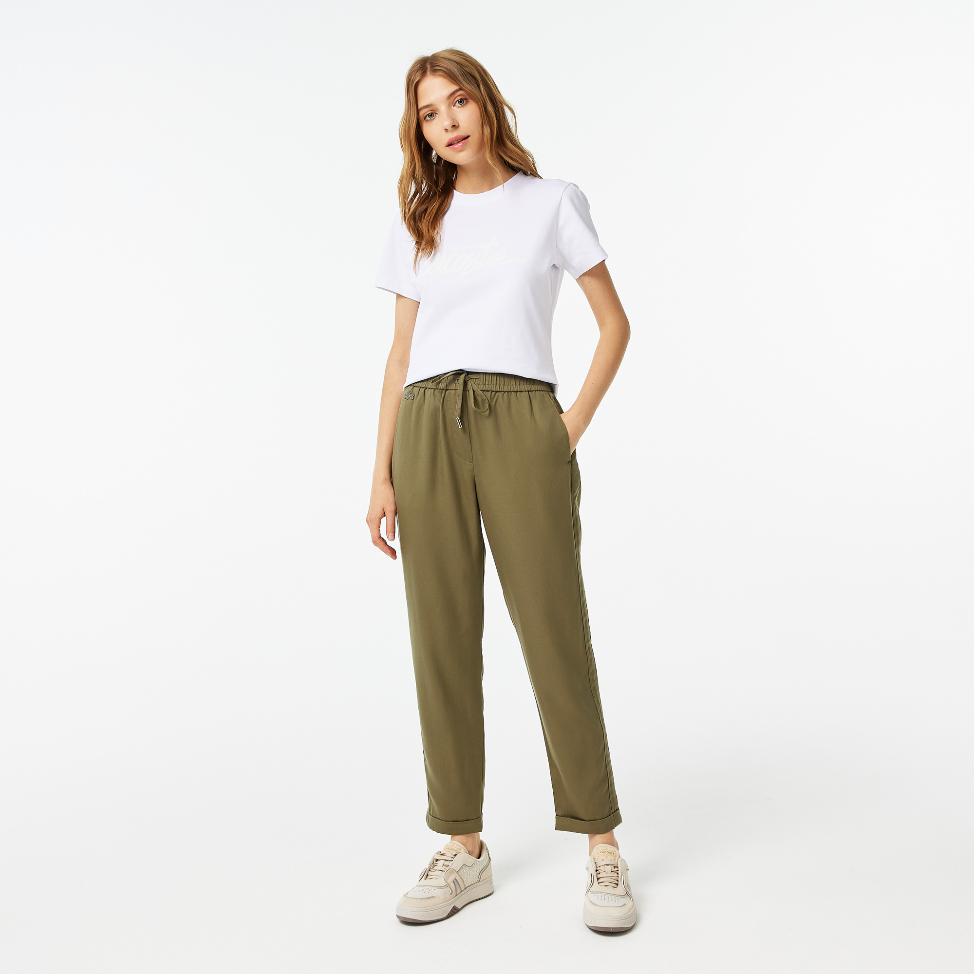 

Женские брюки Lacoste с поясом на шнурке, Зелёный