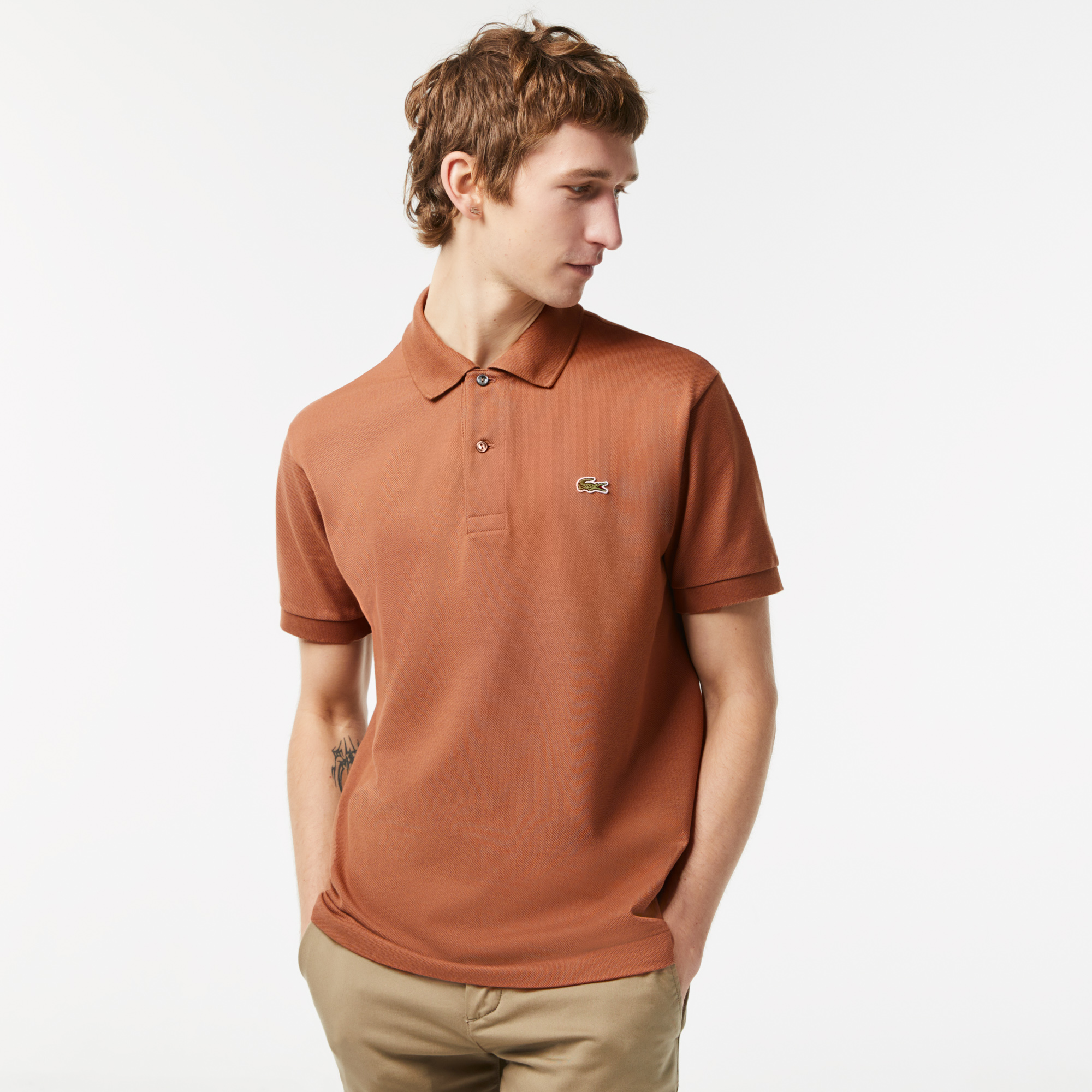 Мужское поло Lacoste L1212 Classic Fit, коричневый, арт. L1212