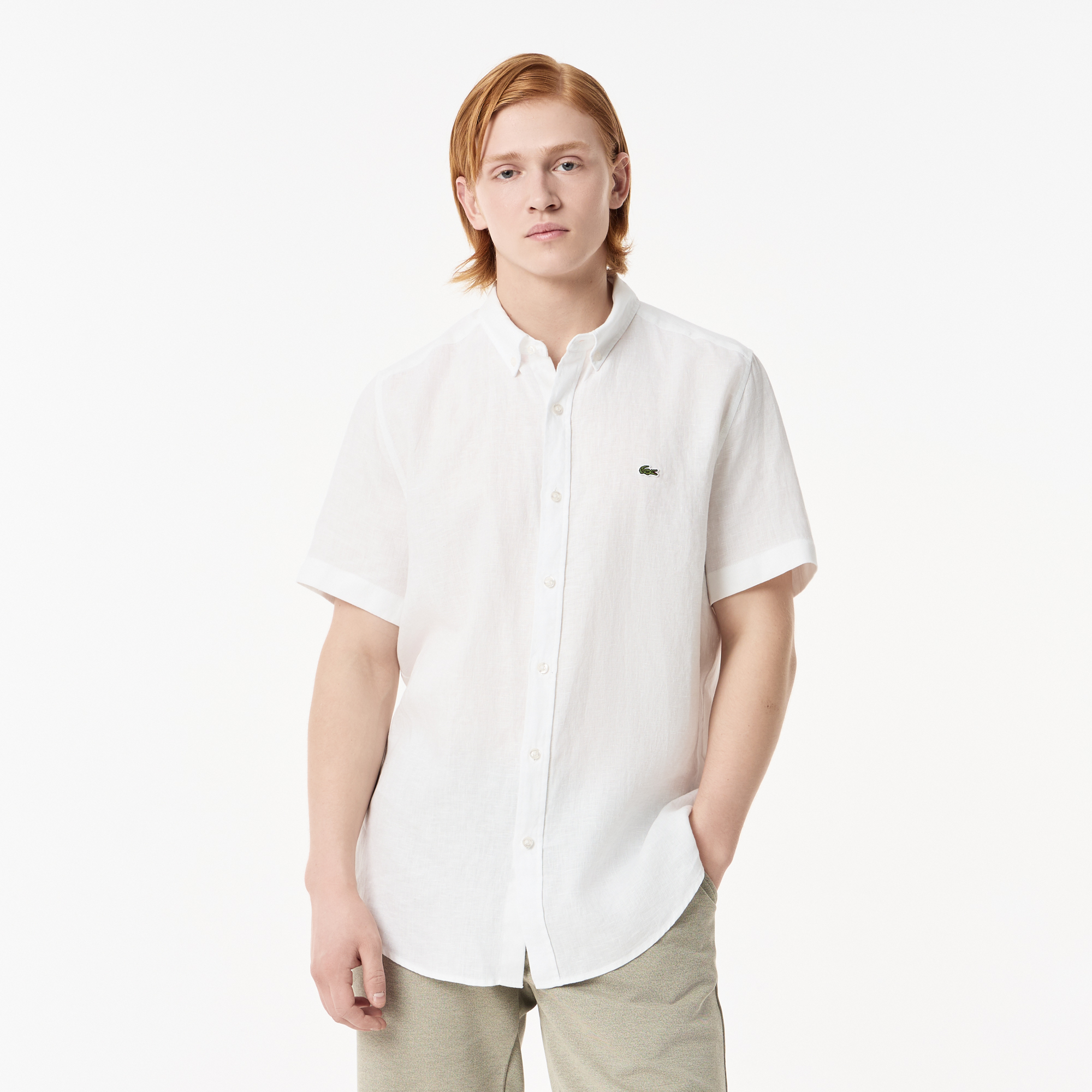 

Мужская льнаная рубашка Lacoste, Белый