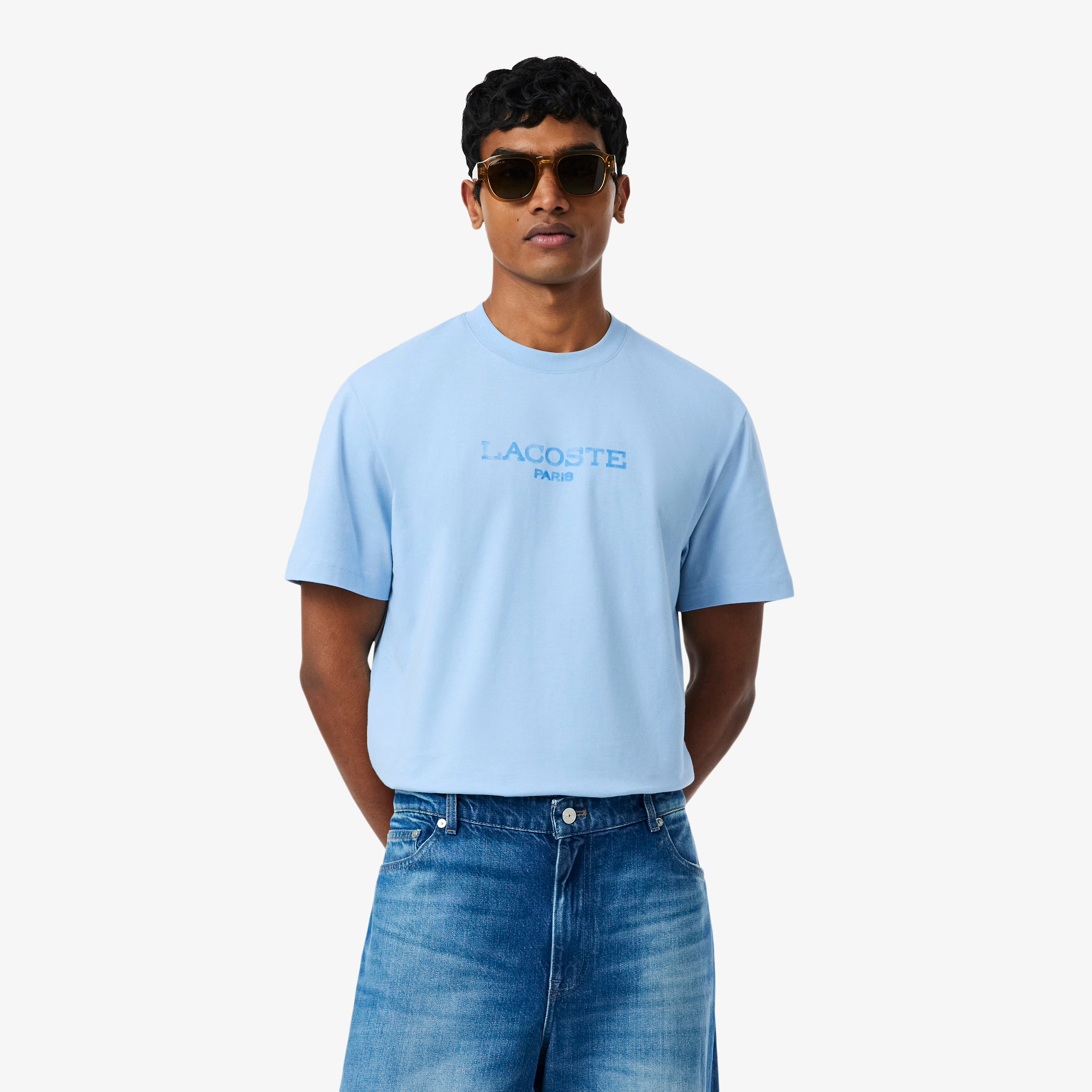 

Мужская хлопковая футболка Lacoste, Голубой