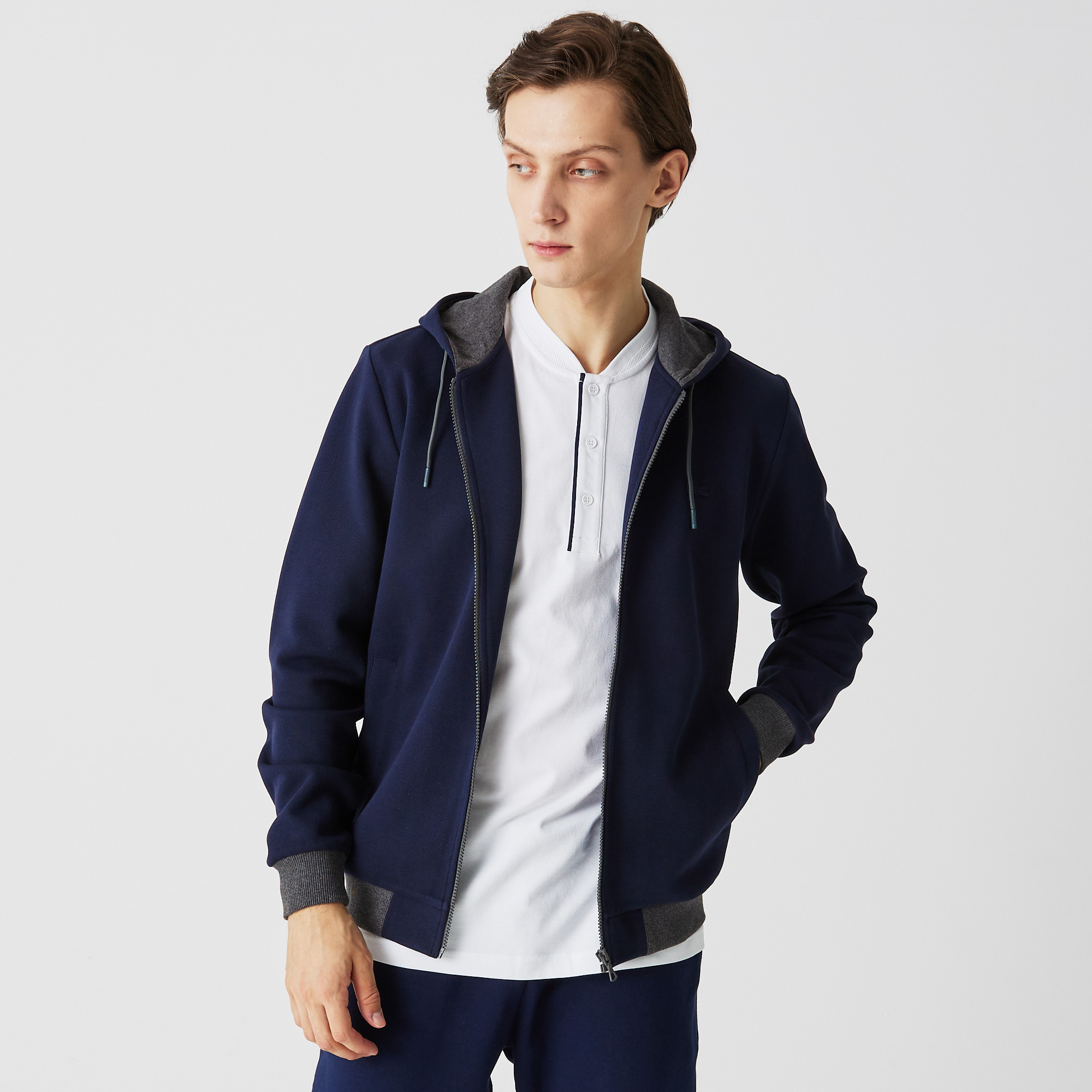 

Мужская толстовка Lacoste на молнии с капюшоном, Синий