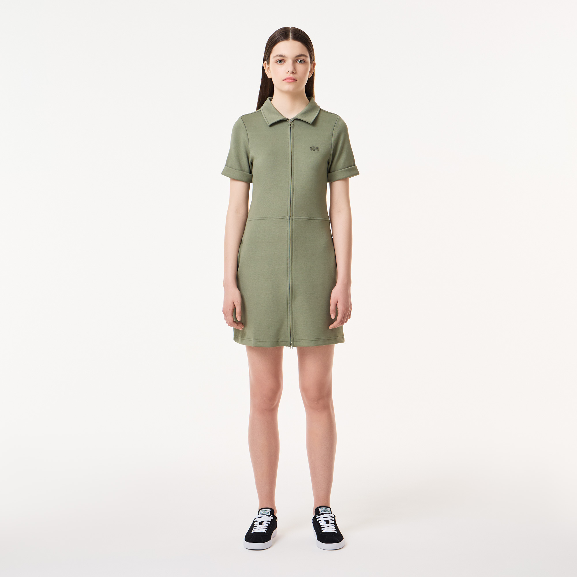 Платье Lacoste на молнии с воротником поло, зеленый, арт. EF0419