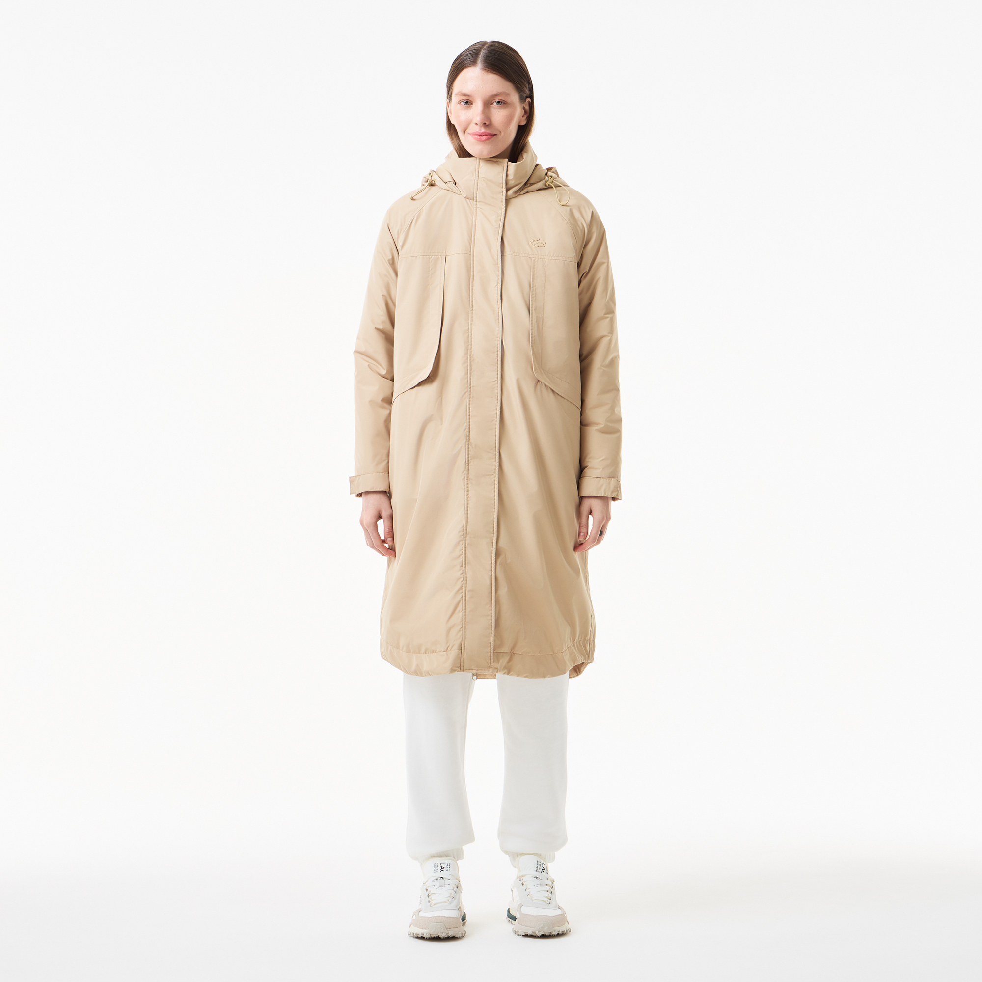 

Женская парка Lacoste с капюшоном, Бежевый