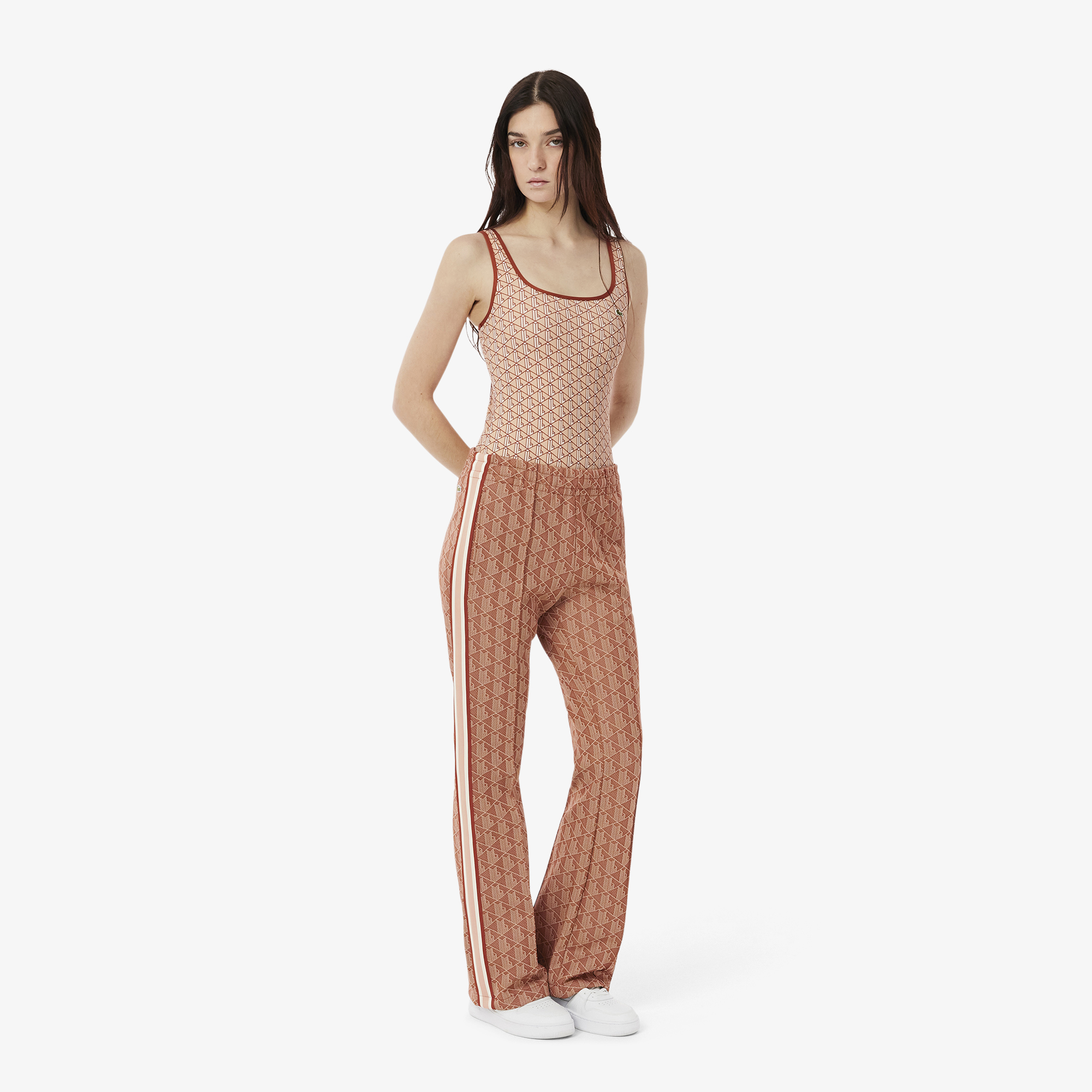 Женские расклешенные спортивные брюки Lacoste, коричневый, арт. XF9313