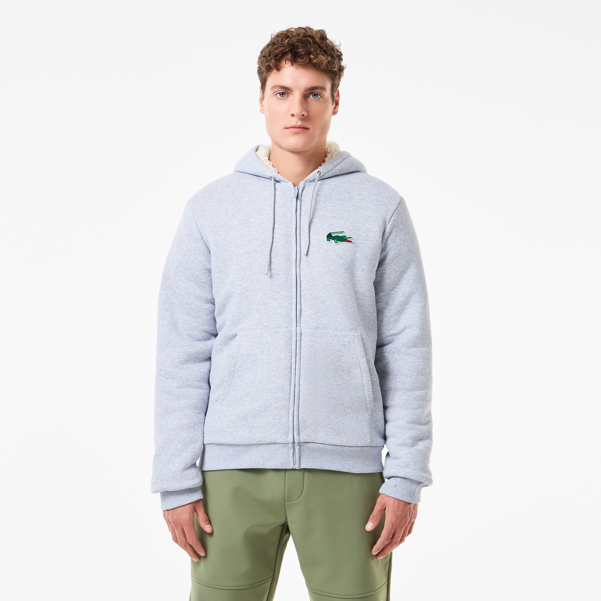 Мужская утеплённая толстовка Lacoste на молнии, серый, арт. SH2527