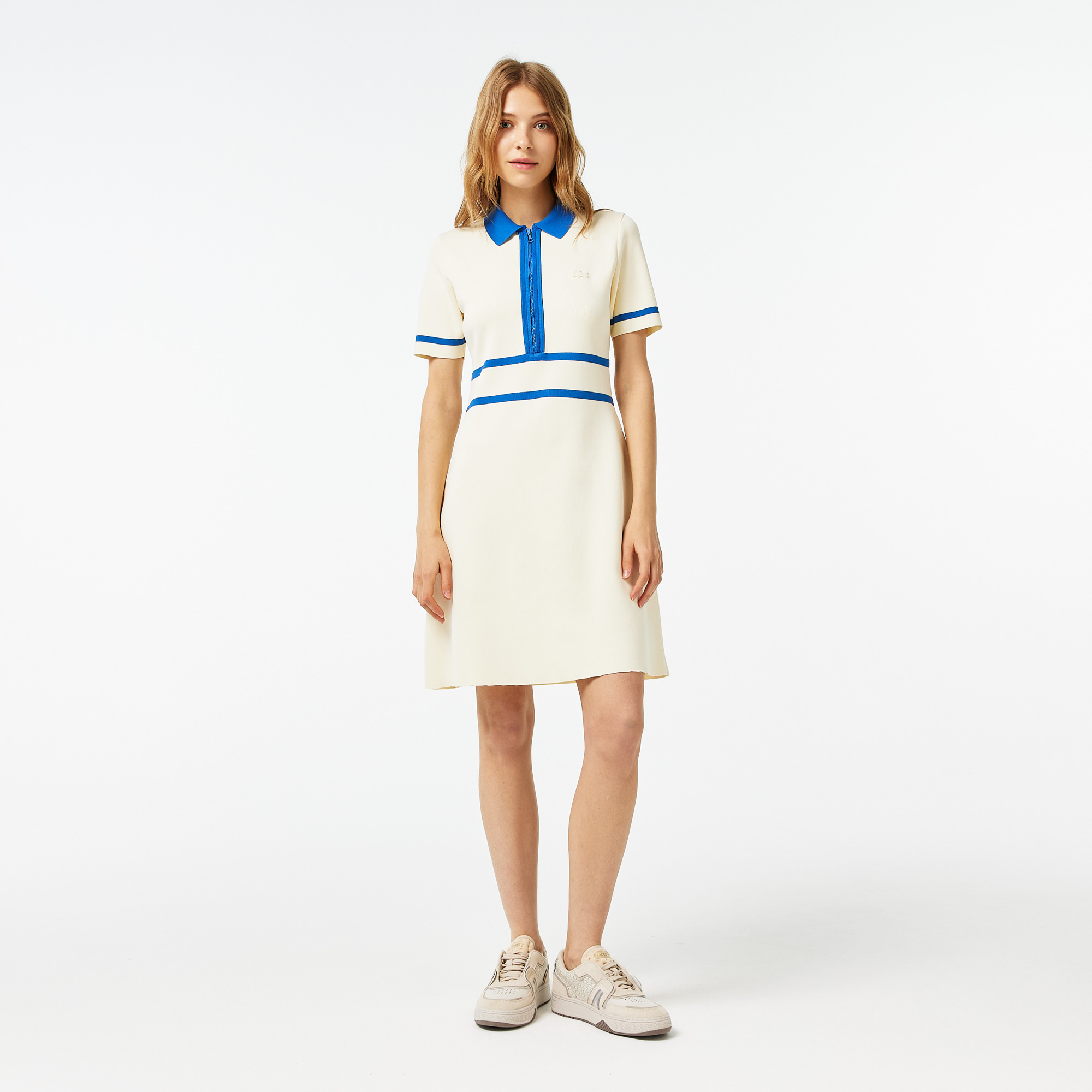 

Женское платье Lacoste с короткими рукавами и молнией, Белый