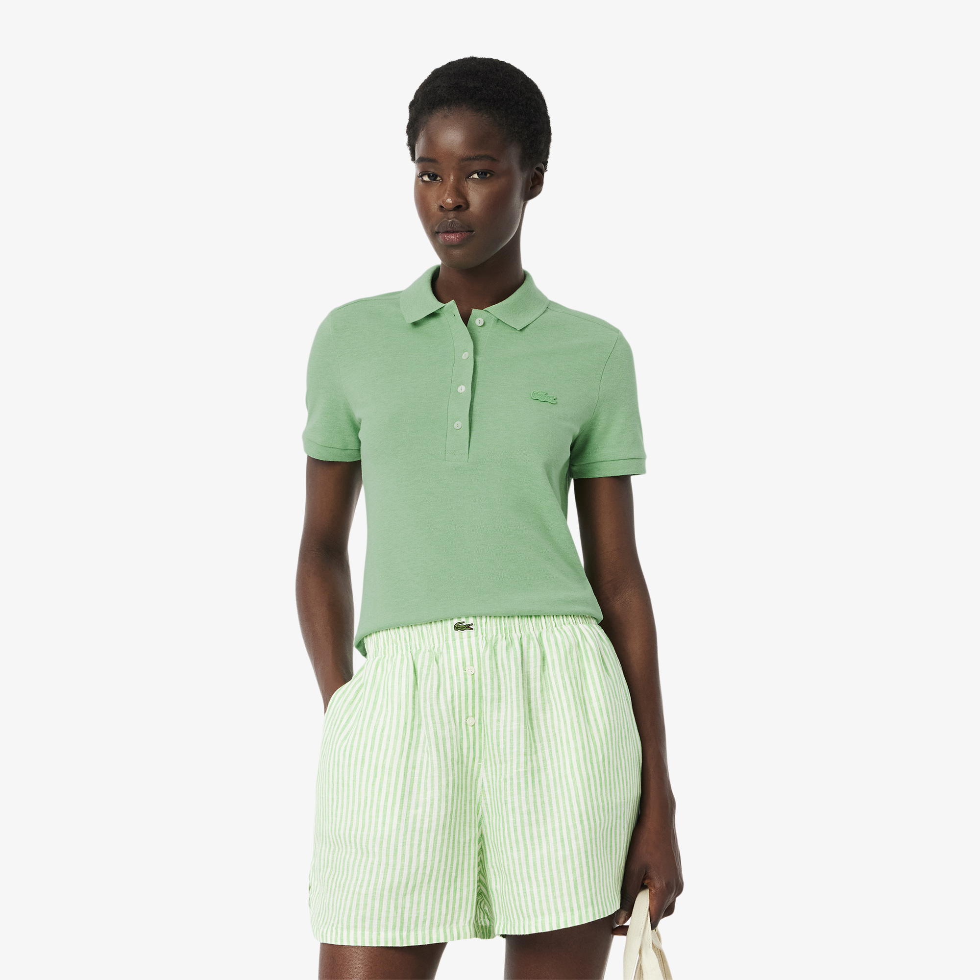 Женское поло Lacoste Slim Fit из эластичного хлопка, зеленый, арт. PF5462