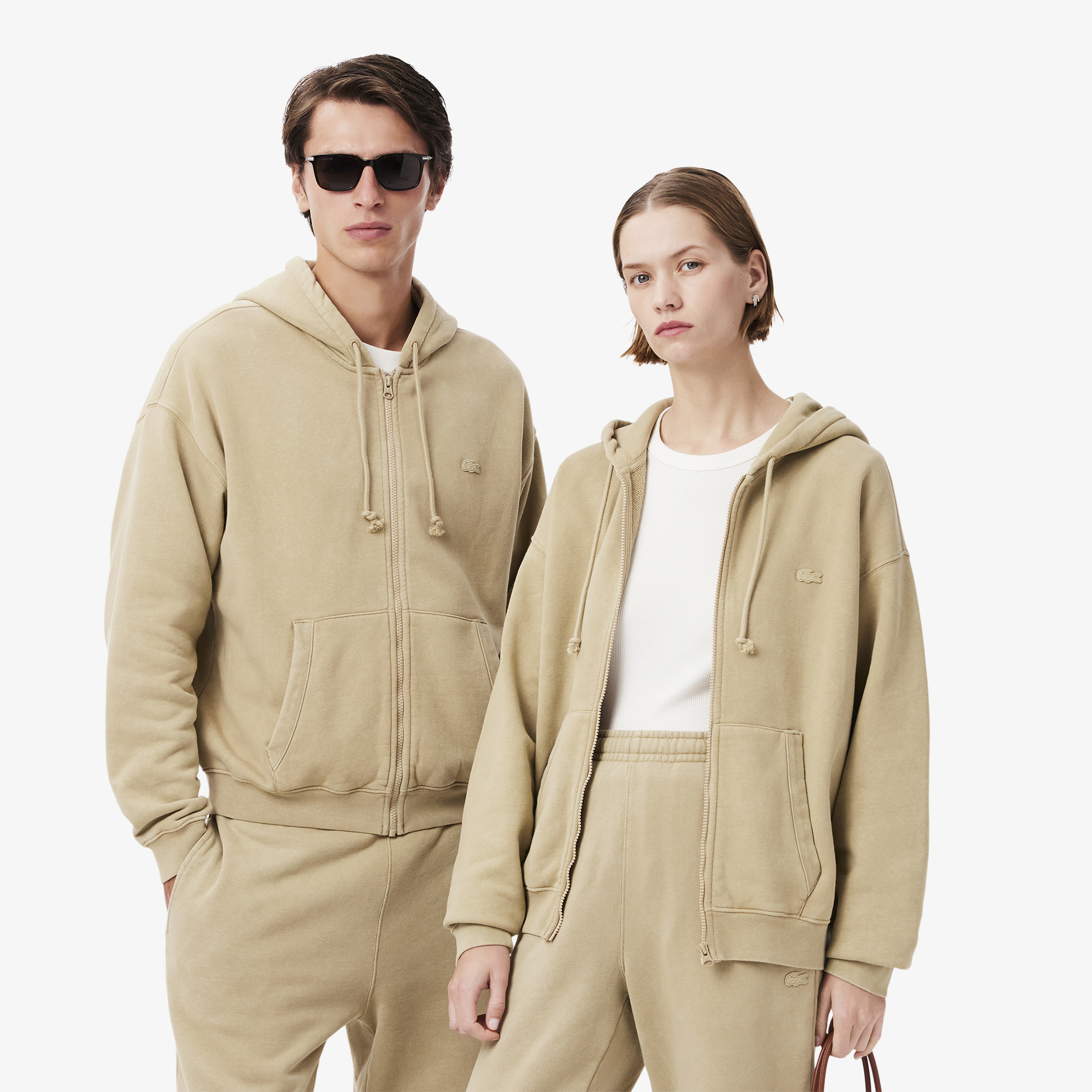 

Толстовка Lacoste Loose Fit Unisex с эффектом стирки, Бежевый