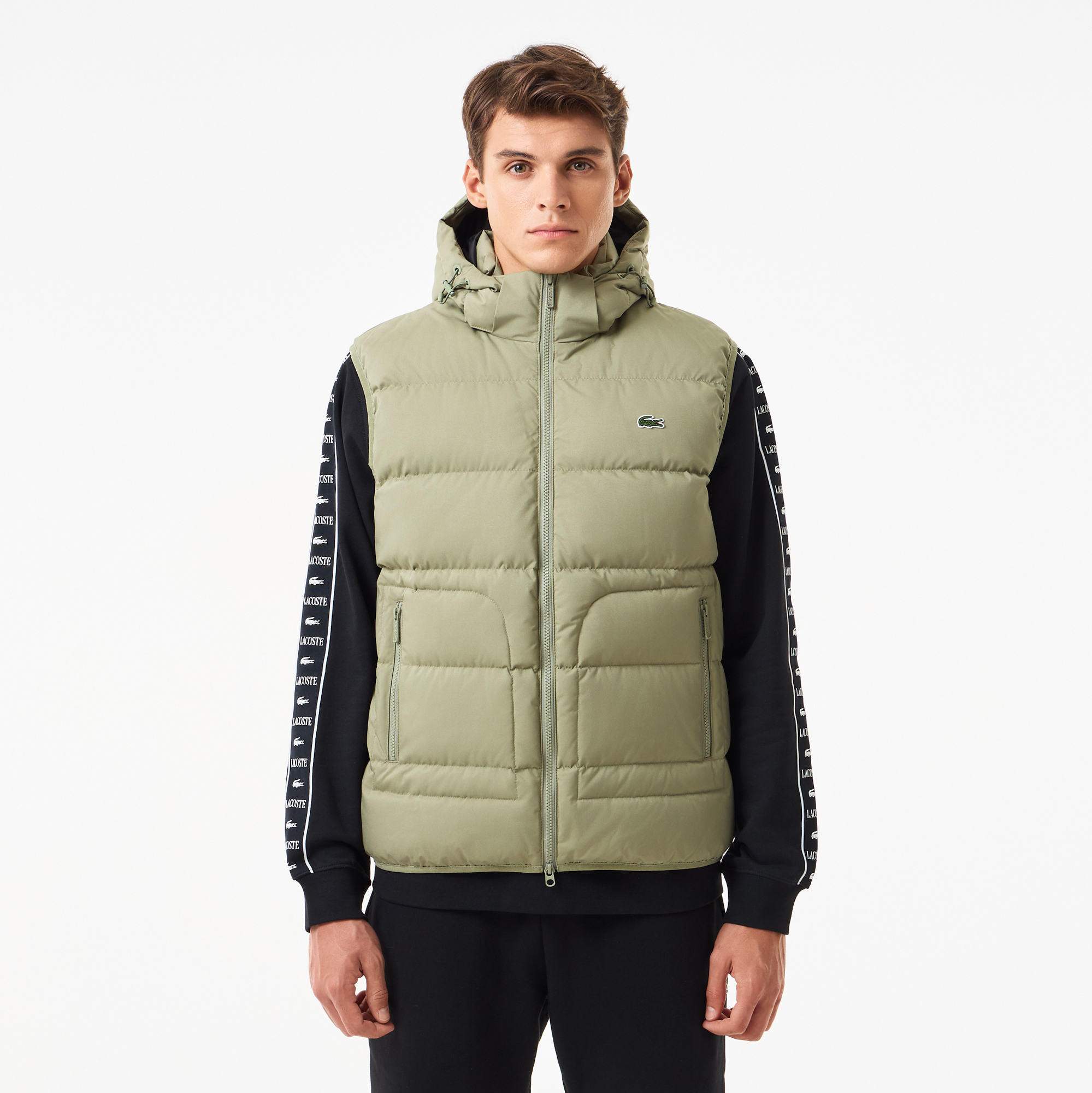 

Мужской утеплённый жилет Lacoste с капюшоном, Хаки