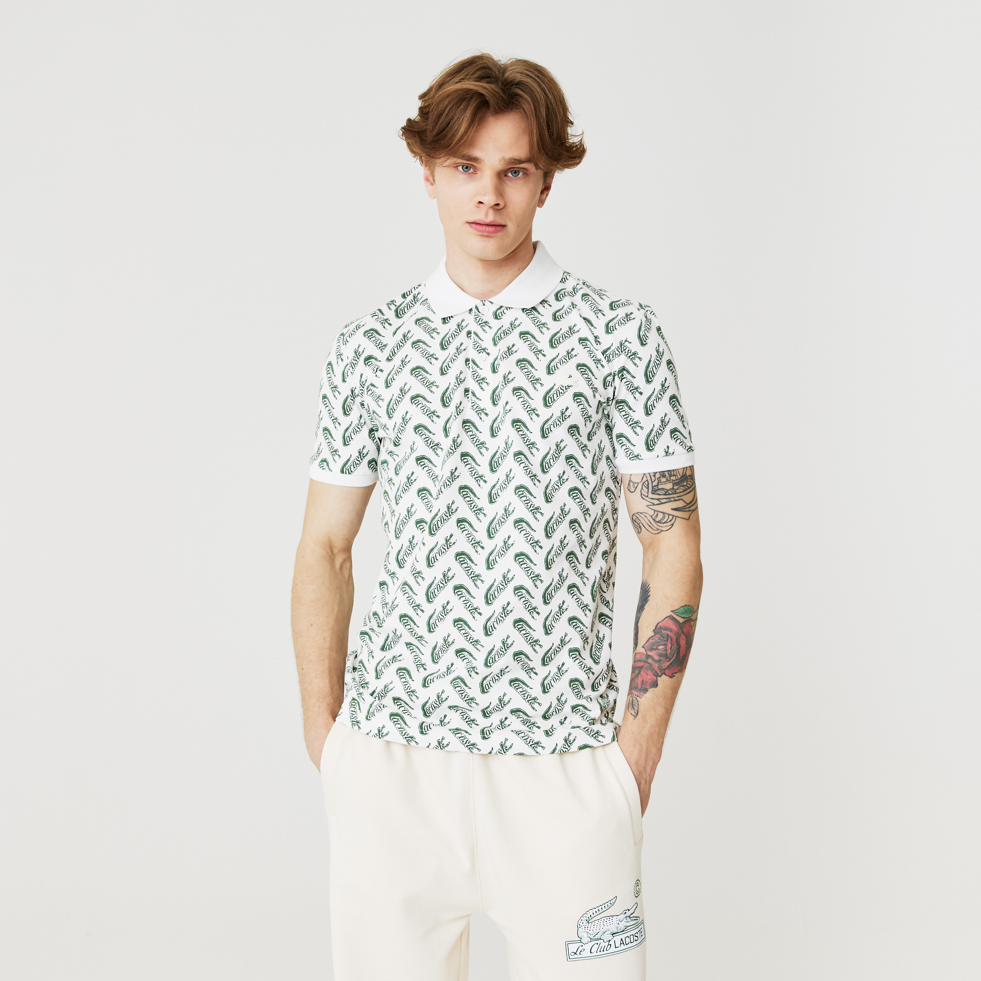 

Мужское поло Lacoste приталенного кроя, Белый