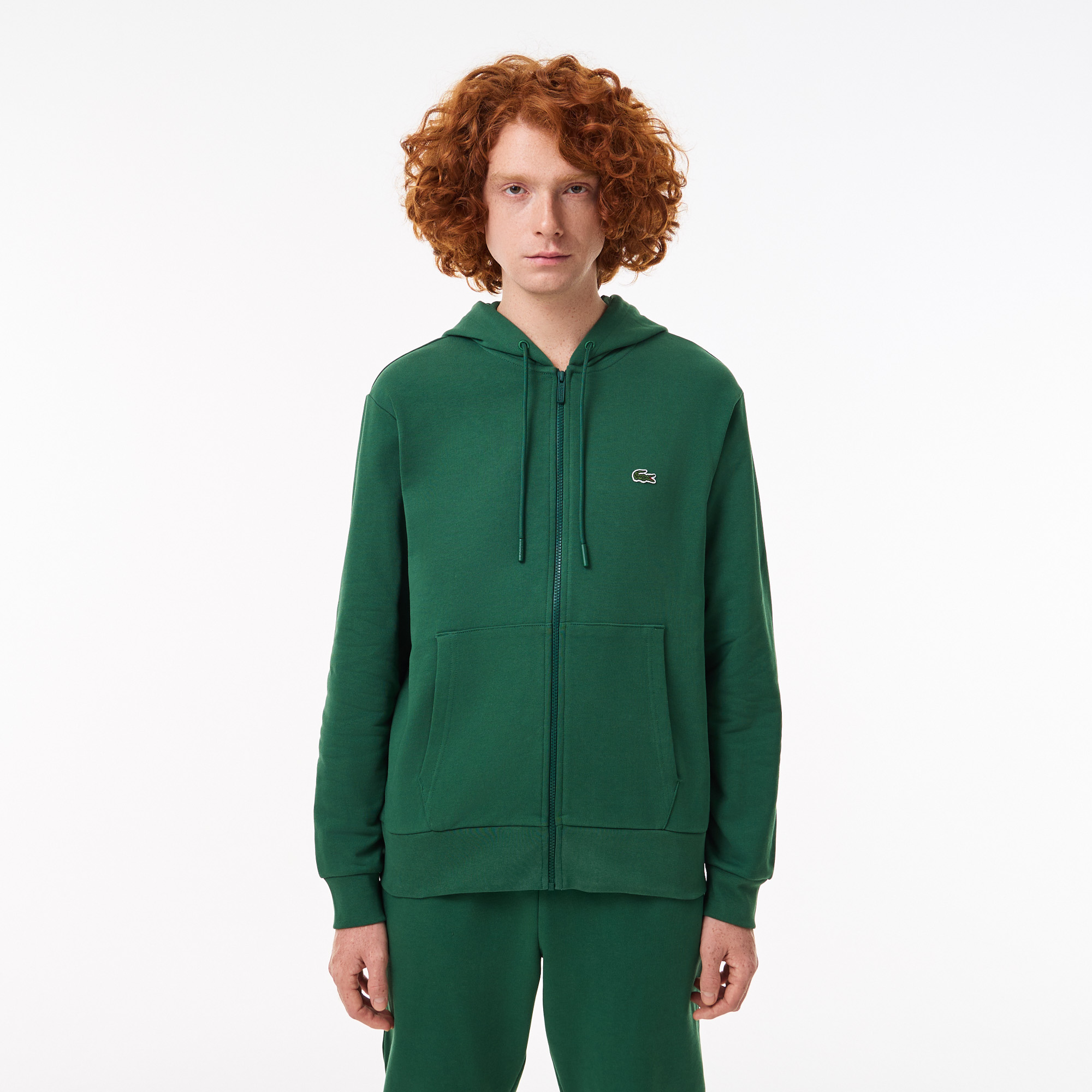Флисовая толстовка Lacoste на молнии, зеленый, арт. SH9626T