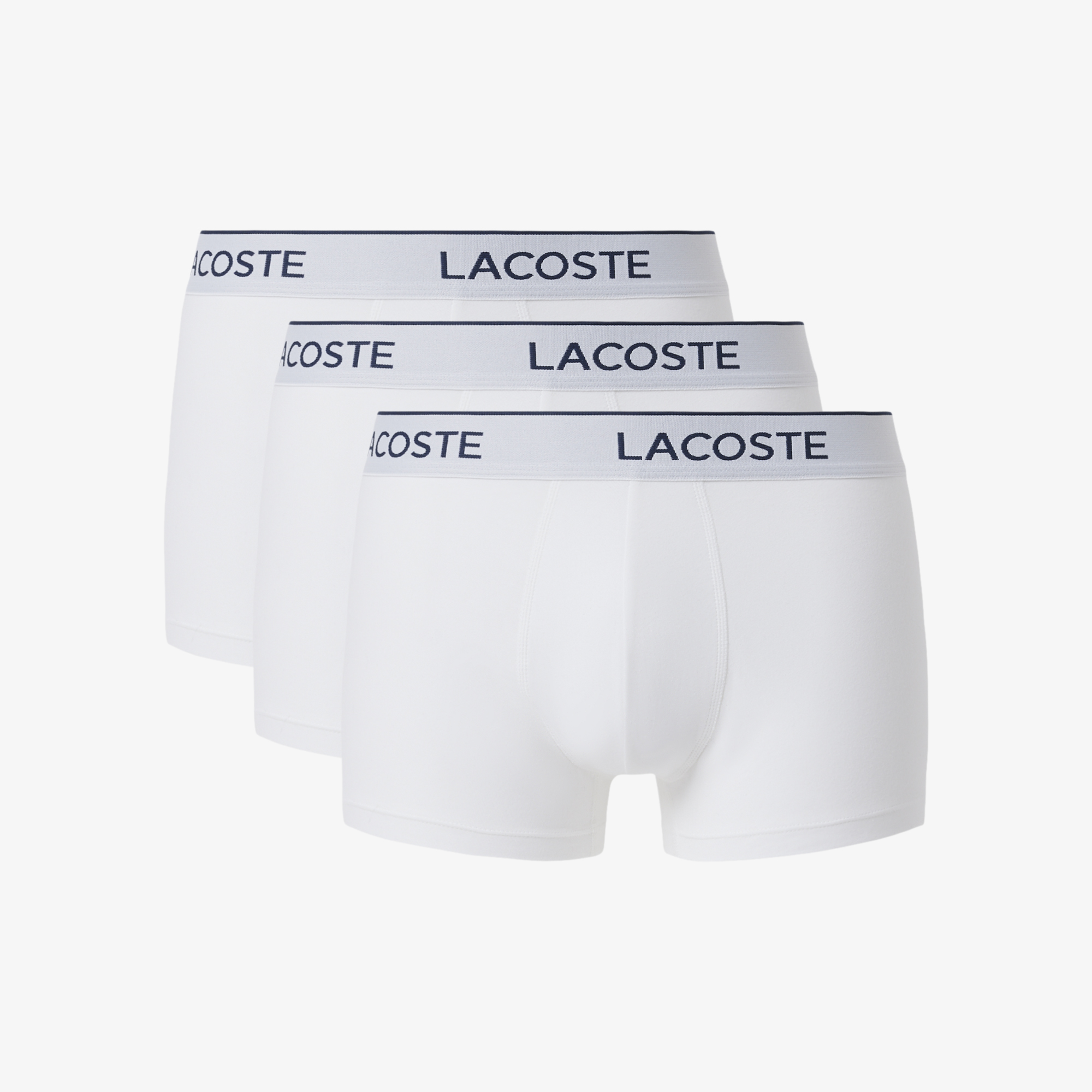 Мужские хлопковые трикотажные трусы-боксеры Lacoste (3шт.) 5H9002 белый  Фото 4