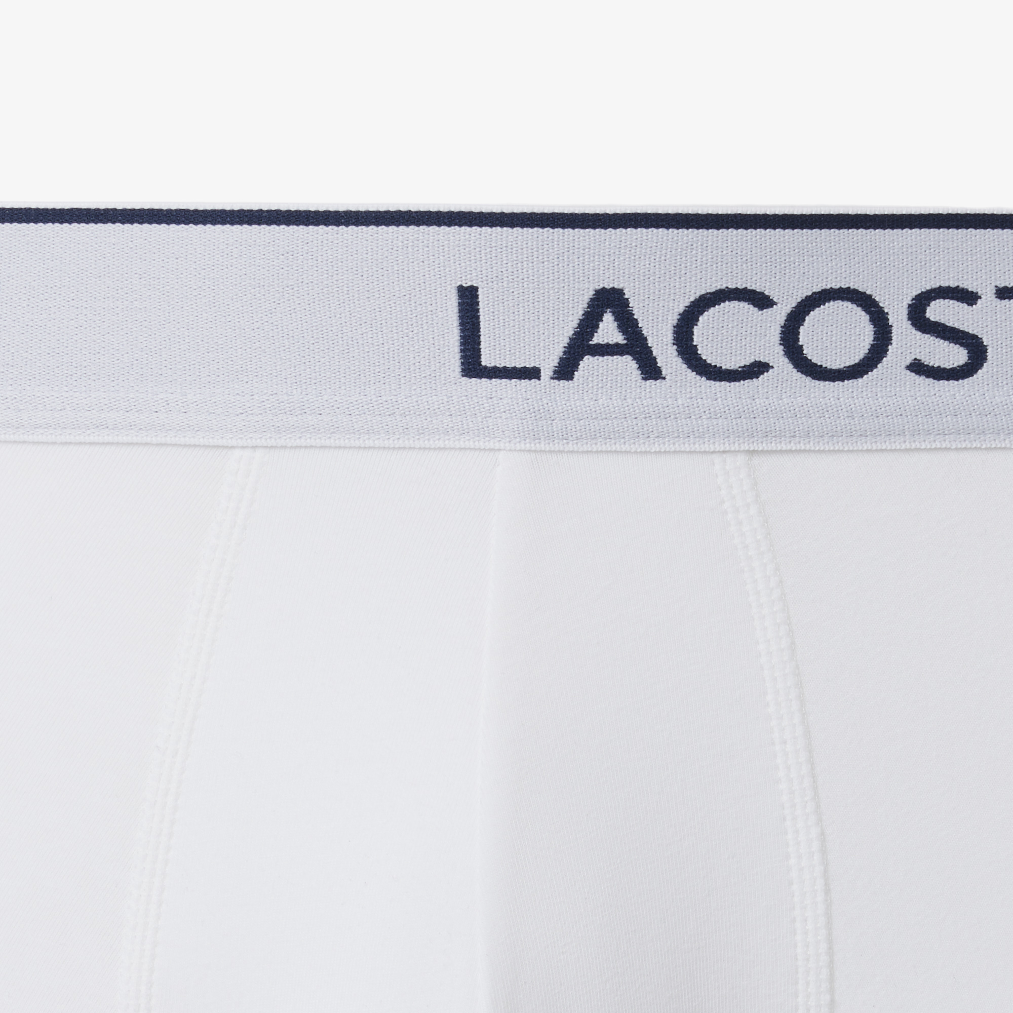Мужские хлопковые трикотажные трусы-боксеры Lacoste (3шт.) 5H9002 белый  Фото 5