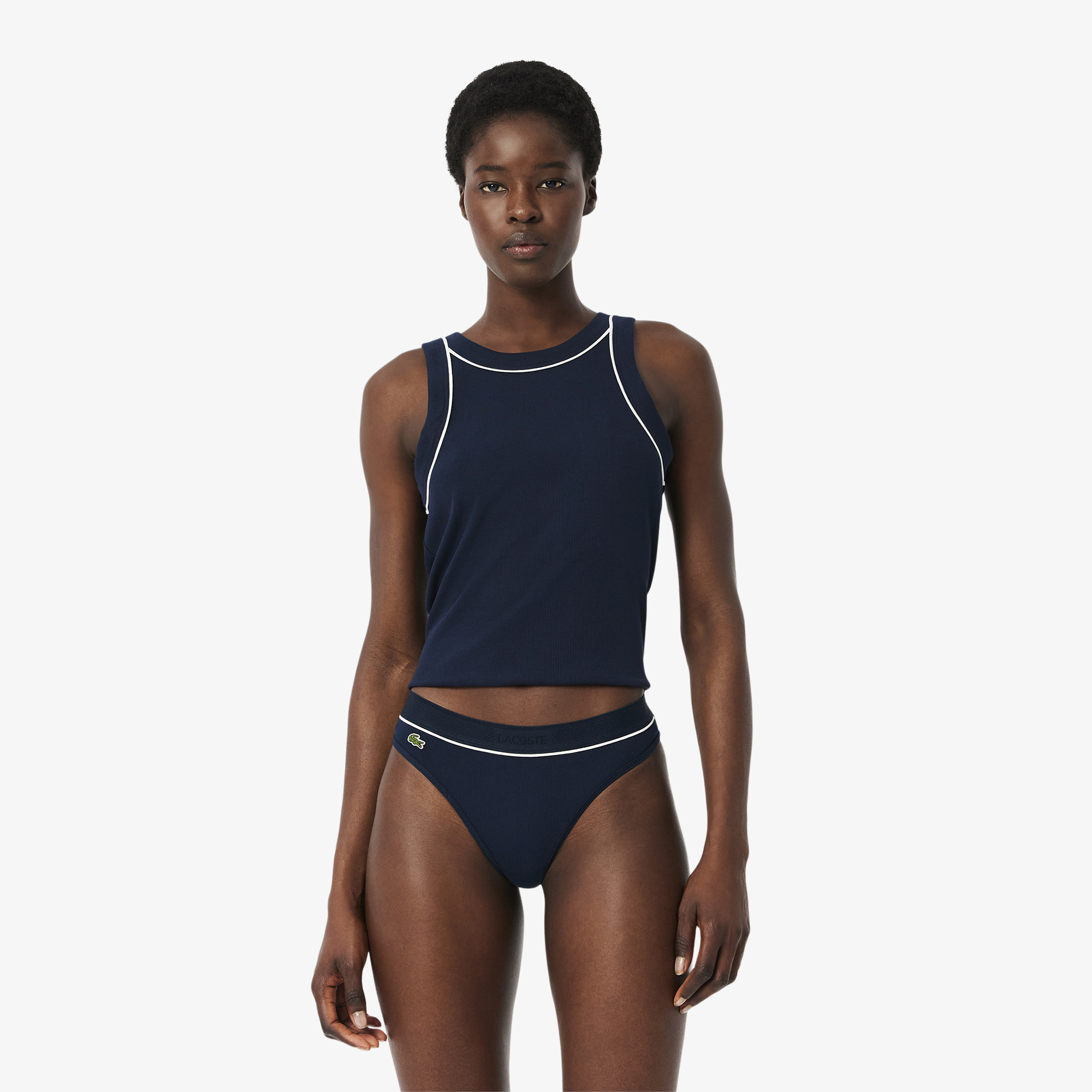 Женское нижнее бельё Lacoste из эластичного хлопка, синий, арт. 8f9846