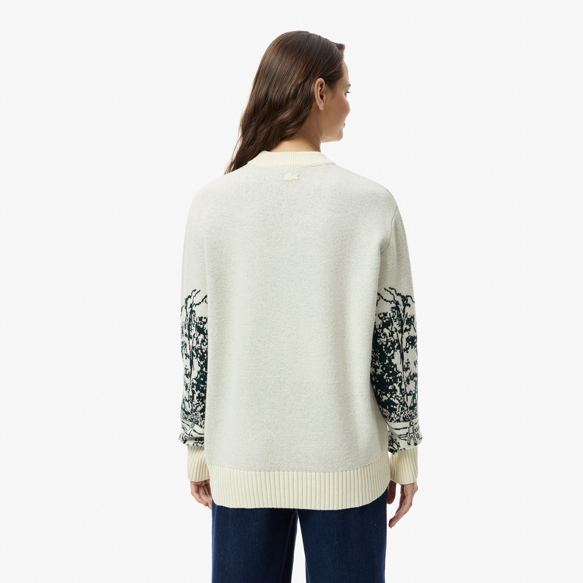 Женский свитер Lacoste с принтом RELAXED FIT AF2611 белый  Фото 2