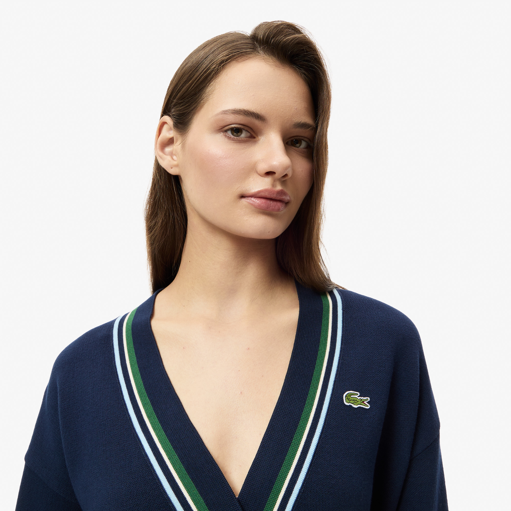 Женский вязаный кардиган Lacoste CLASSIC FIT AF2621 синий  Фото 3