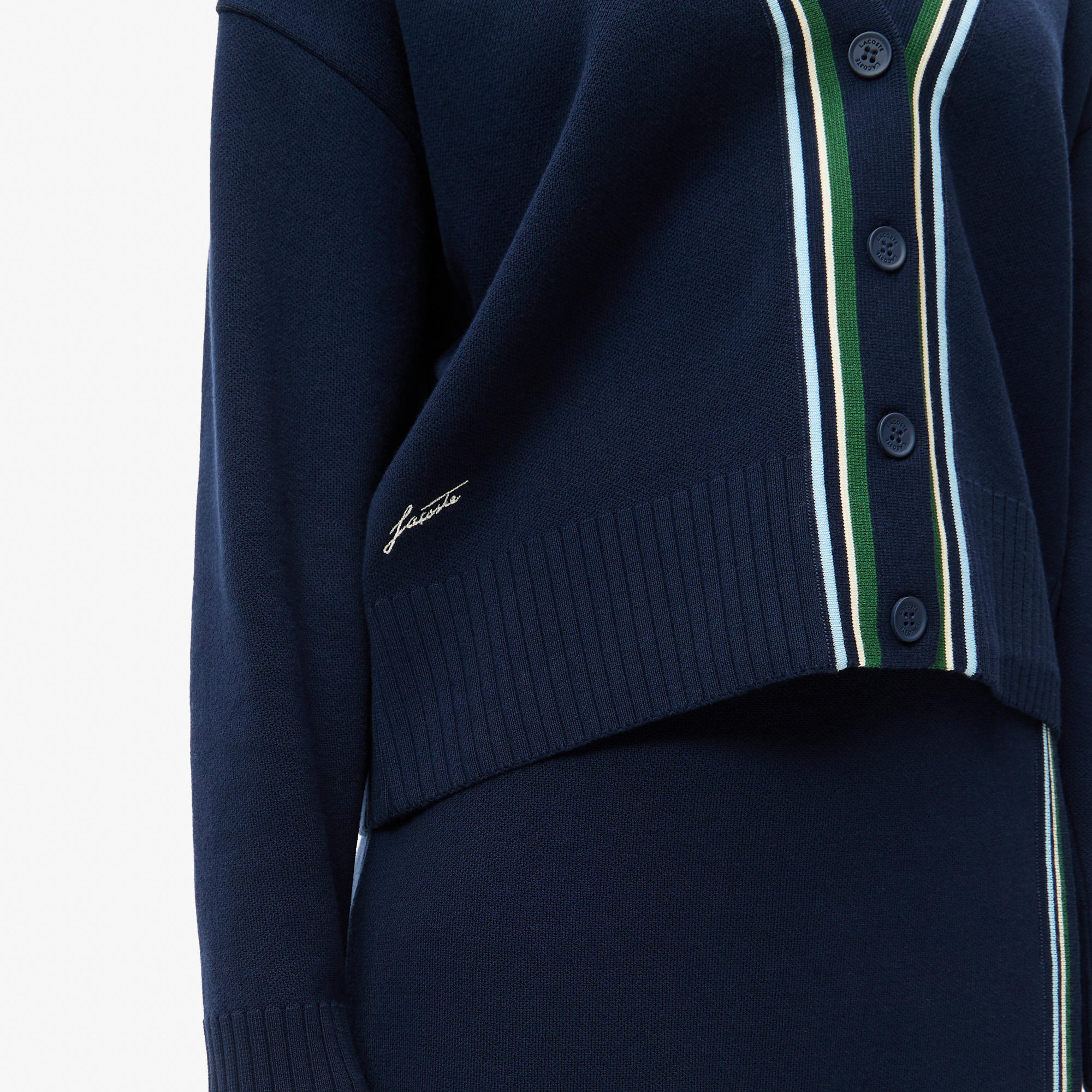 Женский вязаный кардиган Lacoste CLASSIC FIT AF2621 синий  Фото 4