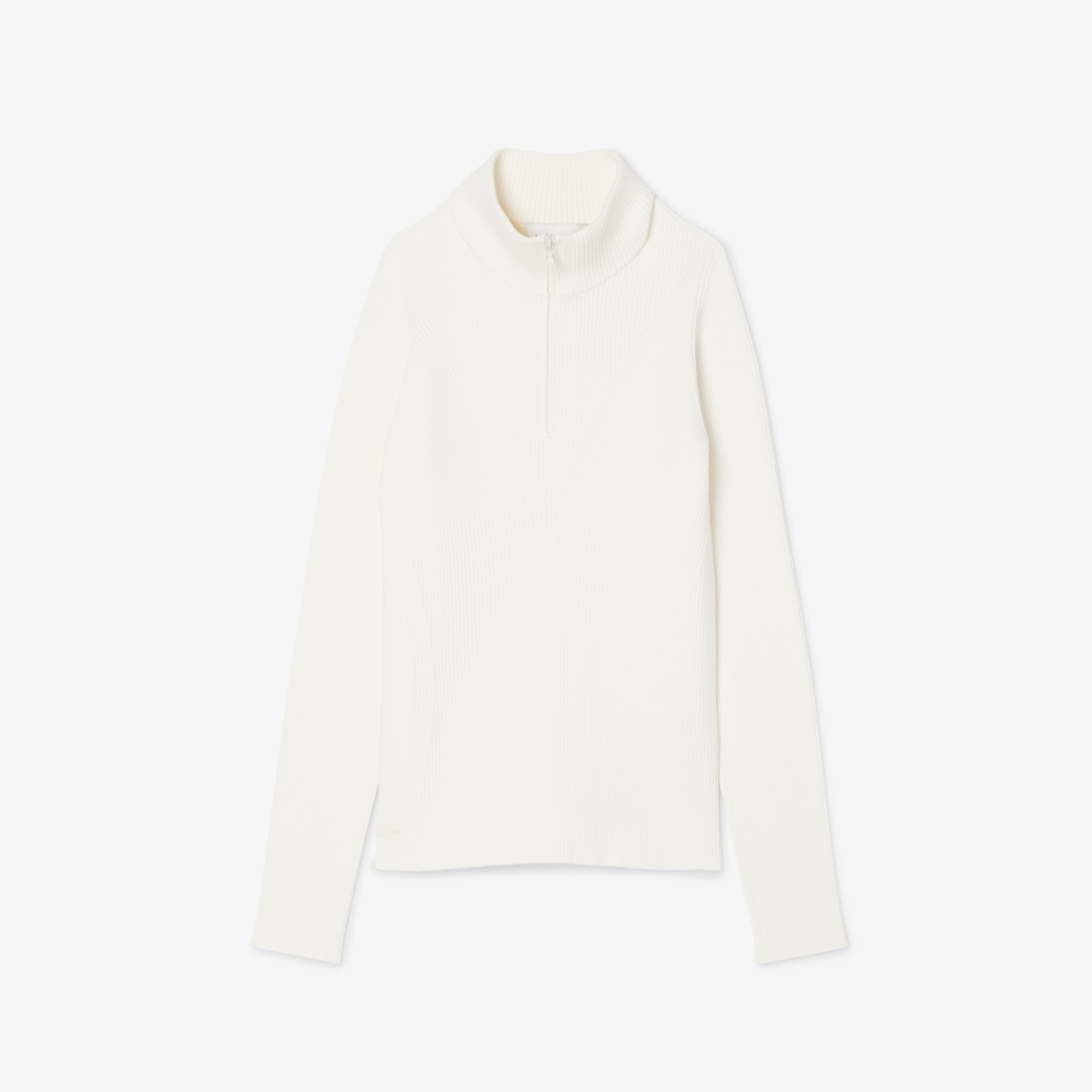 Женский свитер Lacoste с высоким воротником на молнии AF4144 молочный  Фото 4