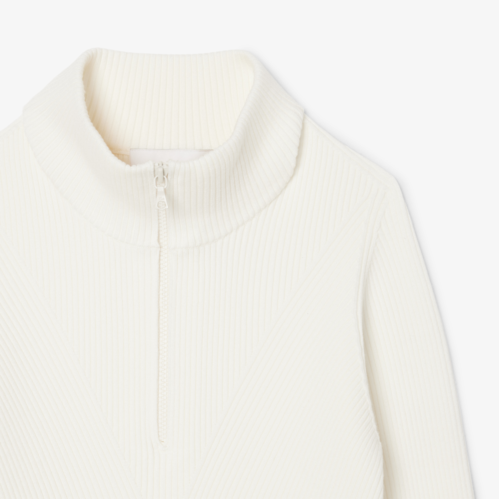 Женский свитер Lacoste с высоким воротником на молнии AF4144 молочный  Фото 5