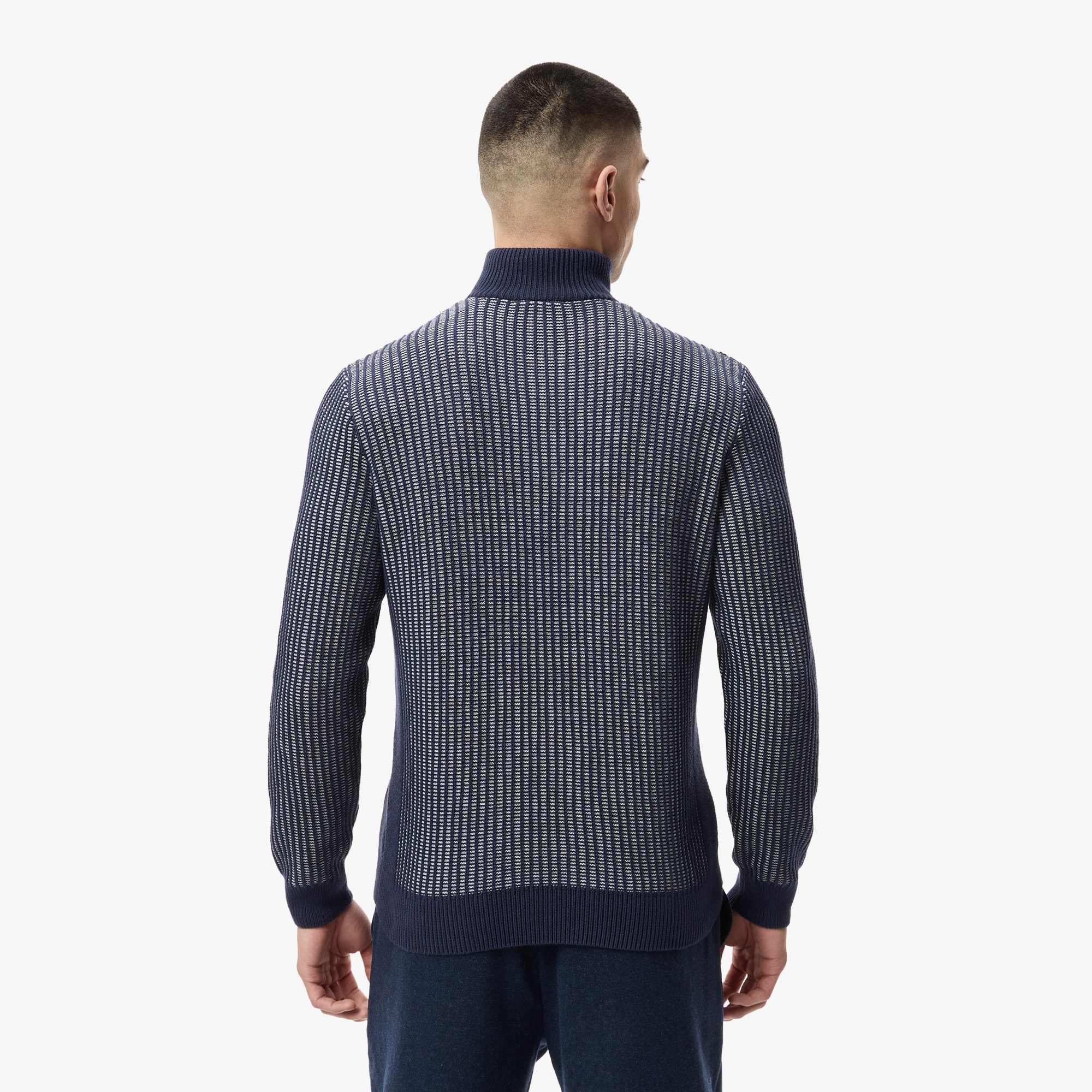 Мужской свитер Lacoste с высоким воротом на молнии CLASSIC FIT AH2601 синий  Фото 2