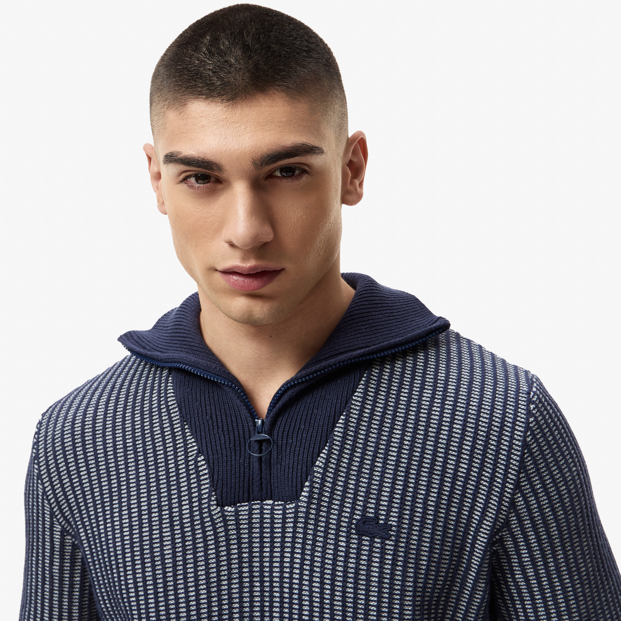 Мужской свитер Lacoste с высоким воротом на молнии CLASSIC FIT AH2601 синий  Фото 3