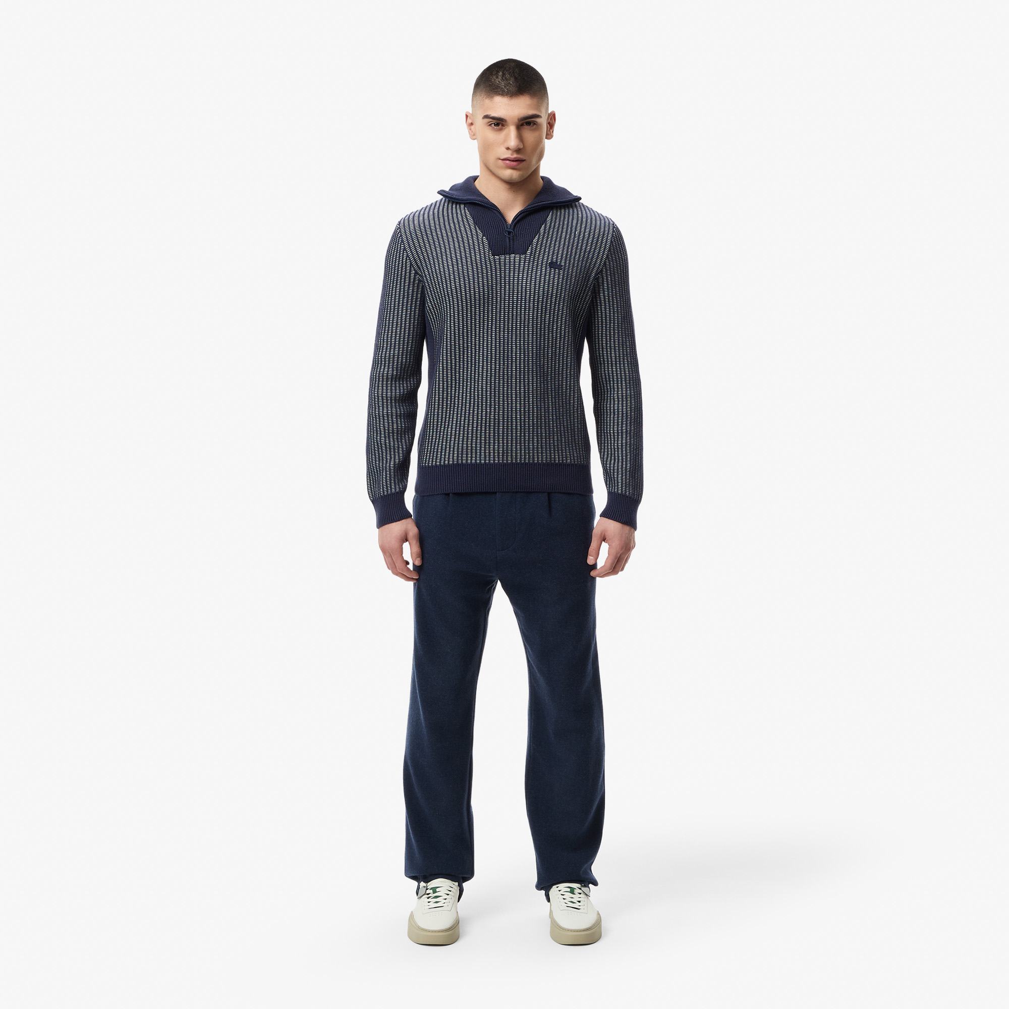 Мужской свитер Lacoste с высоким воротом на молнии CLASSIC FIT AH2601 синий  Фото 5