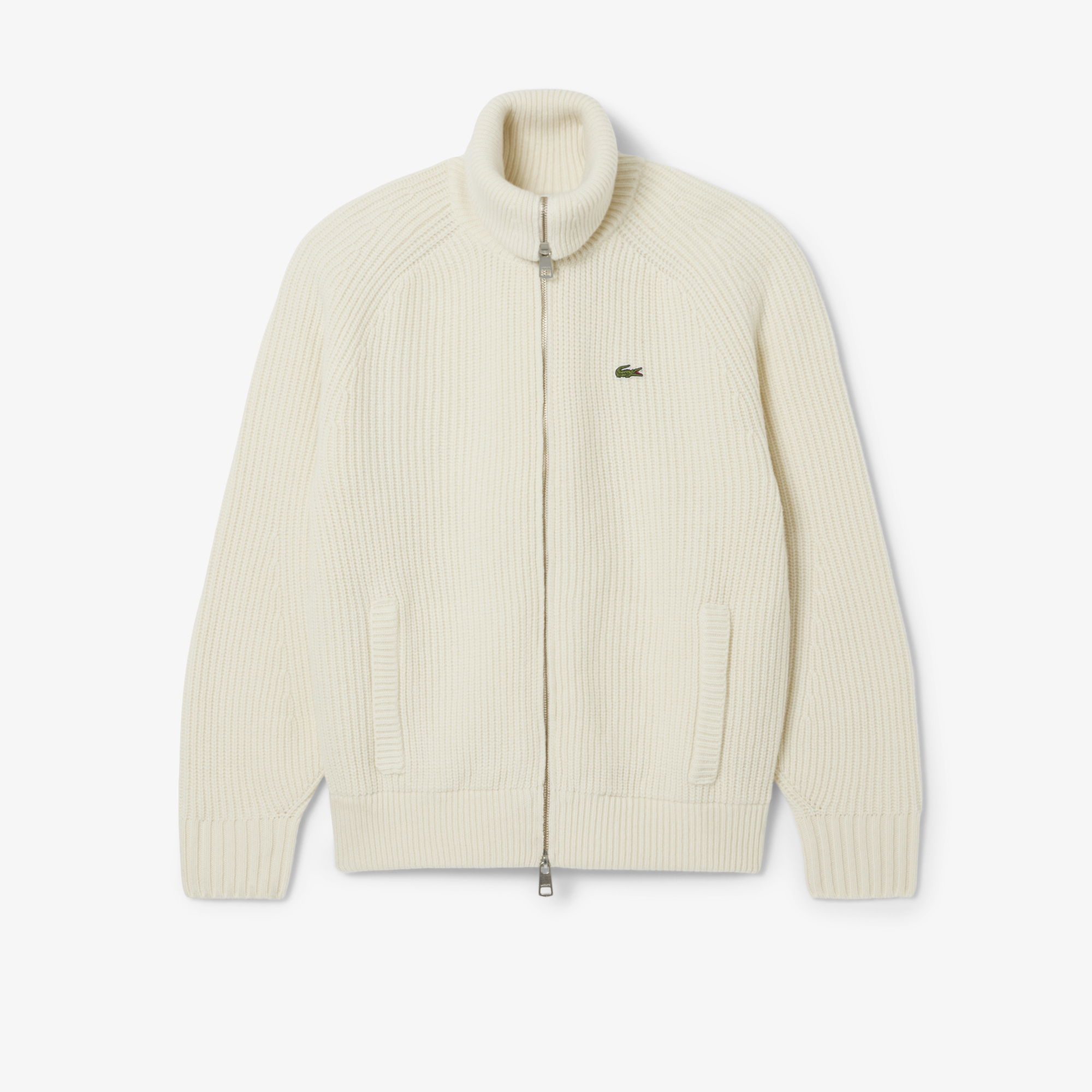 Мужской кардиган Lacoste с высоким воротом на молнии AH5175 белый  Фото 4