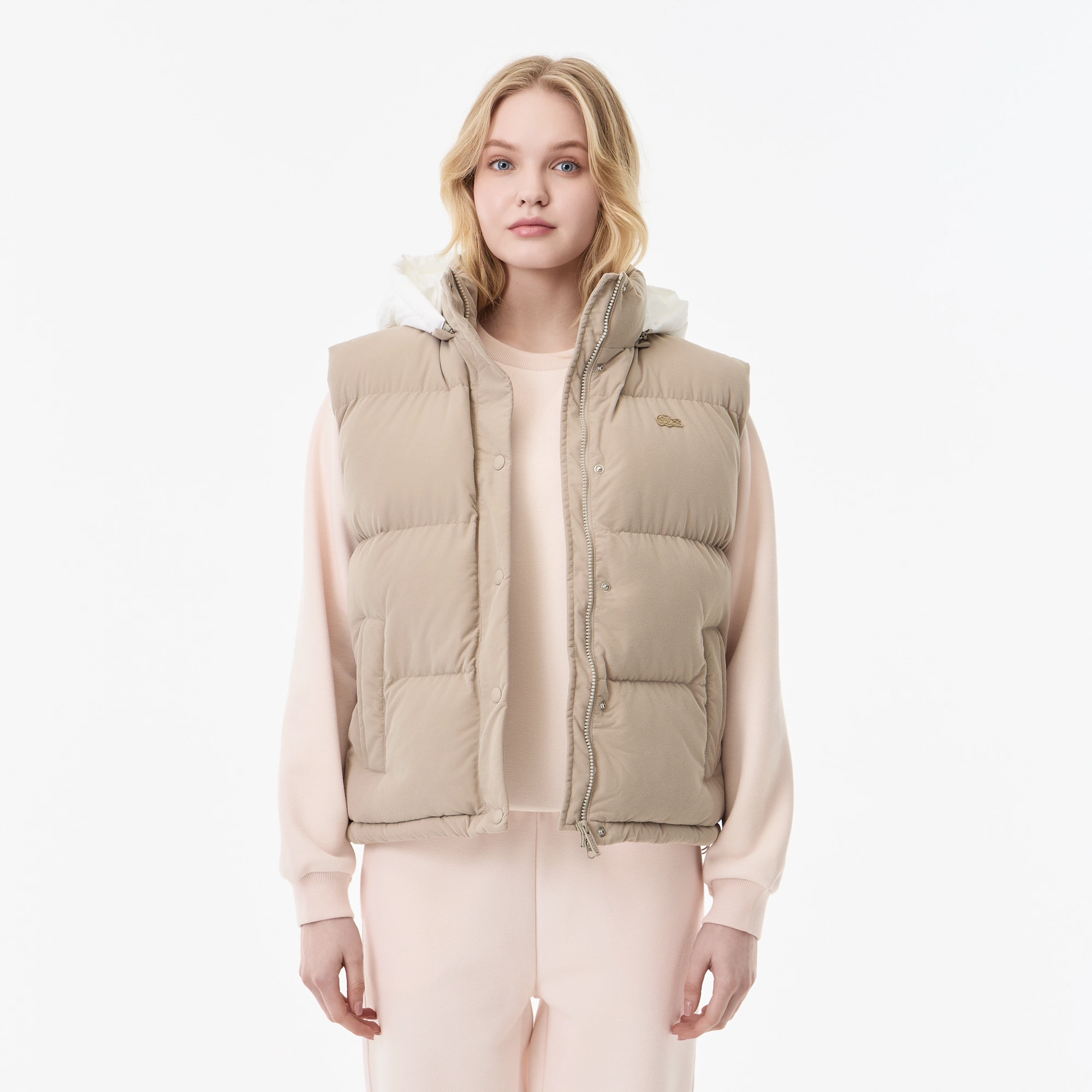 Женский жилет Lacoste с капюшоном, бежевый, арт. bf2413