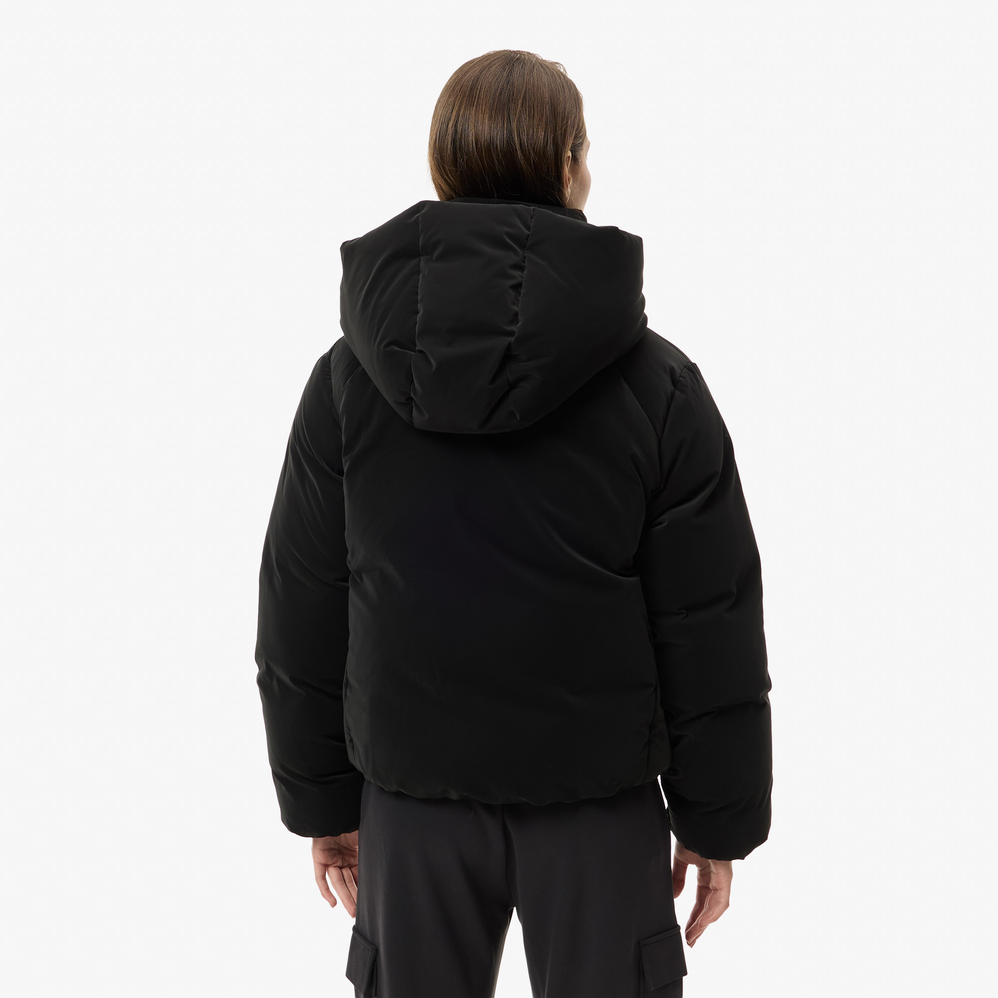 Женская укороченная куртка Lacoste с капюшоном BF2607 чёрный  Фото 2