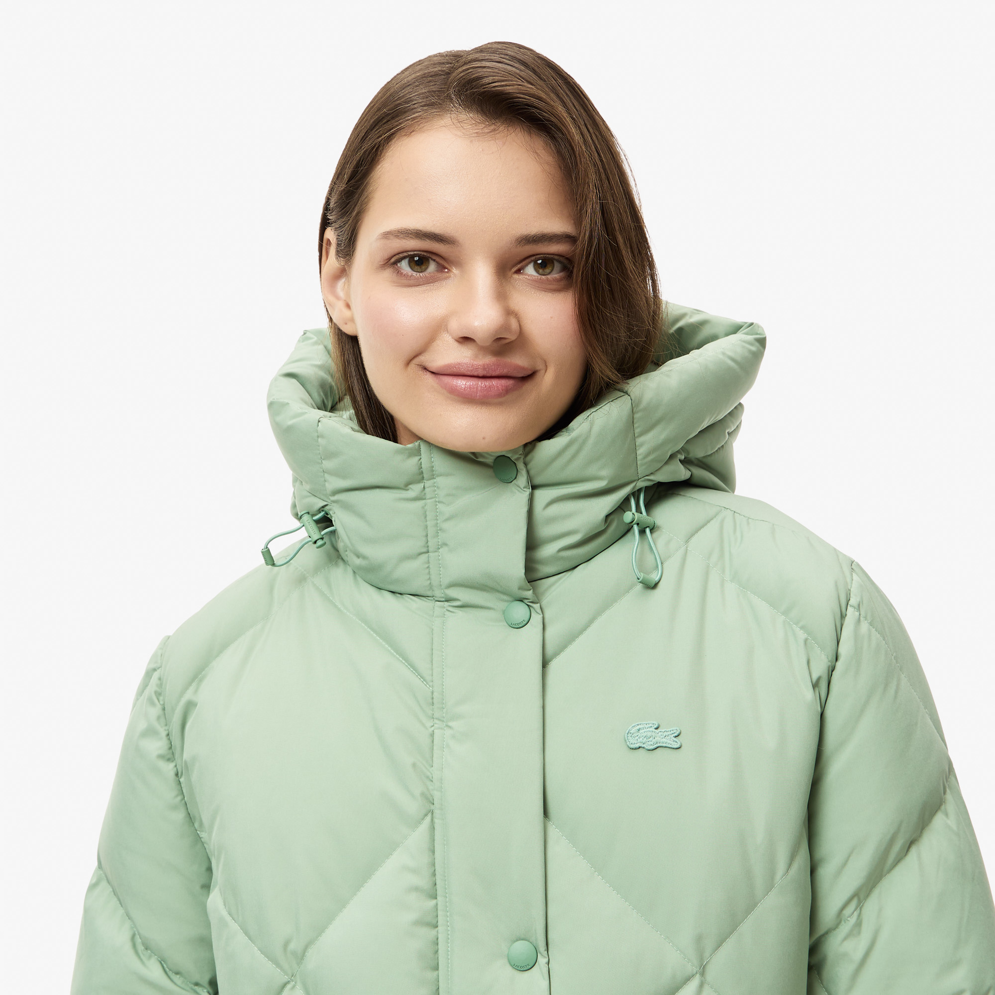 Женская парка Lacoste с капюшоном BF2611 зёленый  Фото 3