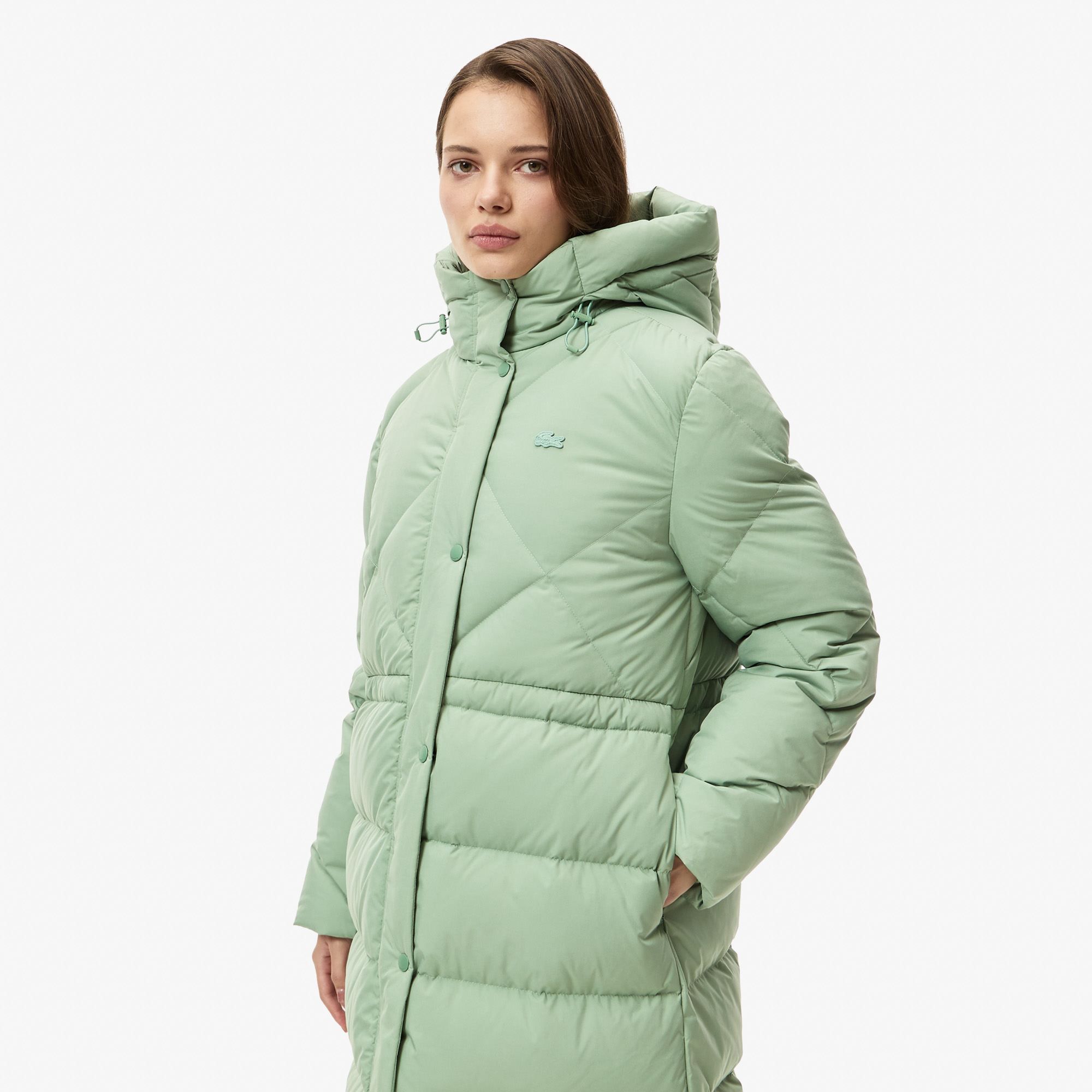 Женская парка Lacoste с капюшоном BF2611 зёленый  Фото 4