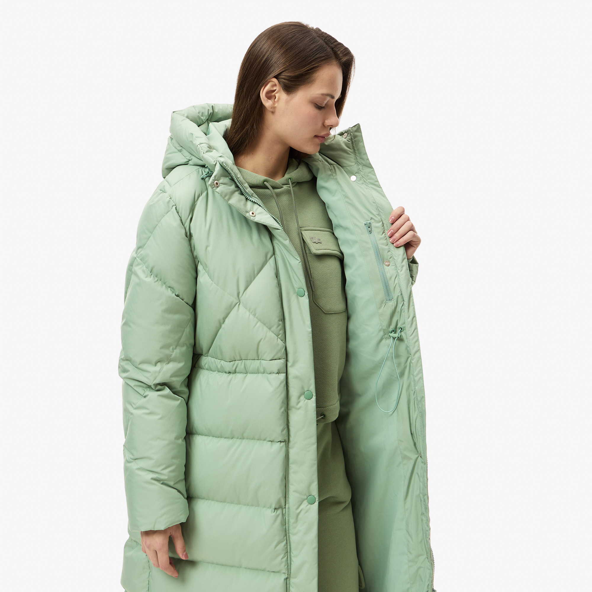 Женская парка Lacoste с капюшоном