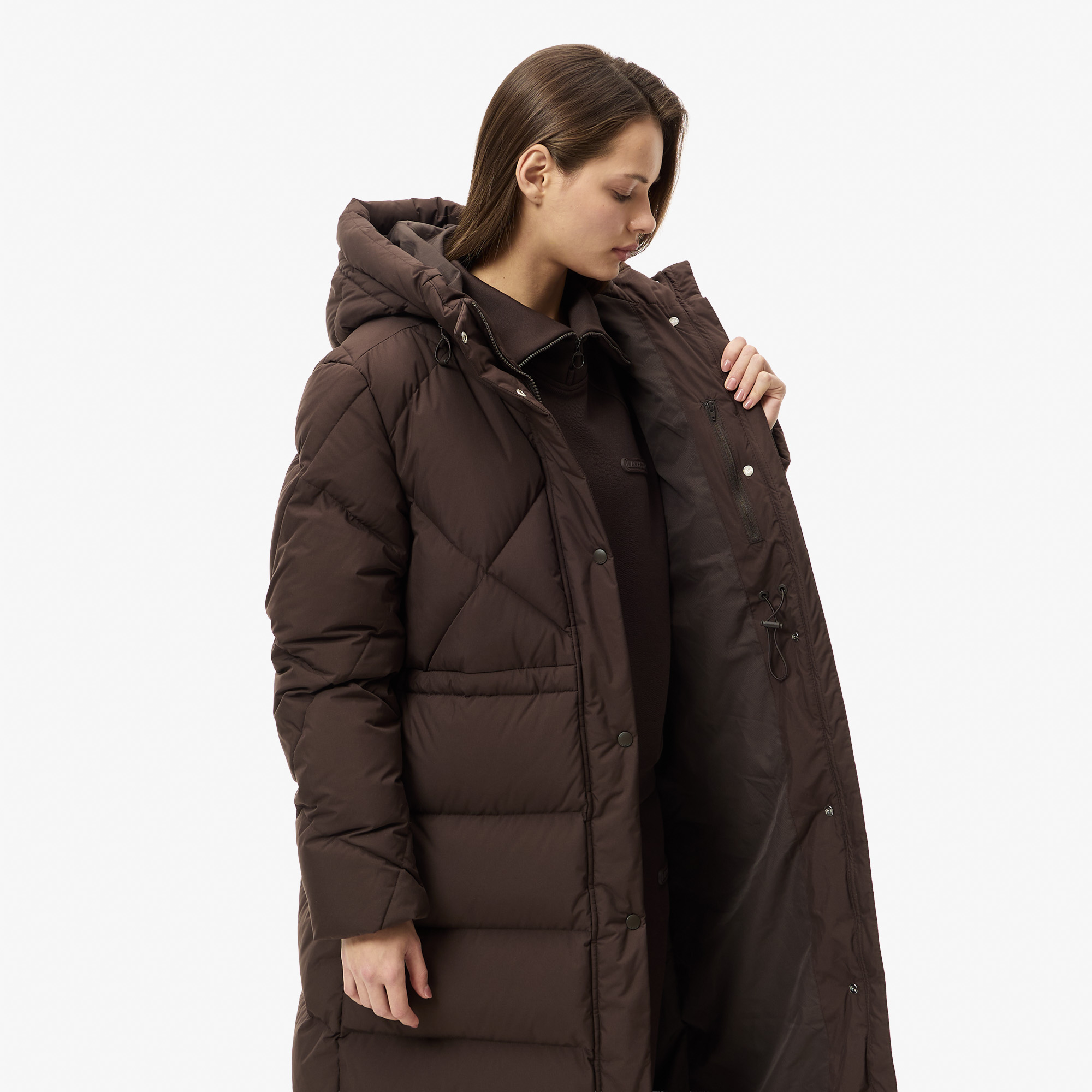 Женская парка Lacoste с капюшоном BF2611 коричневый  Фото 4