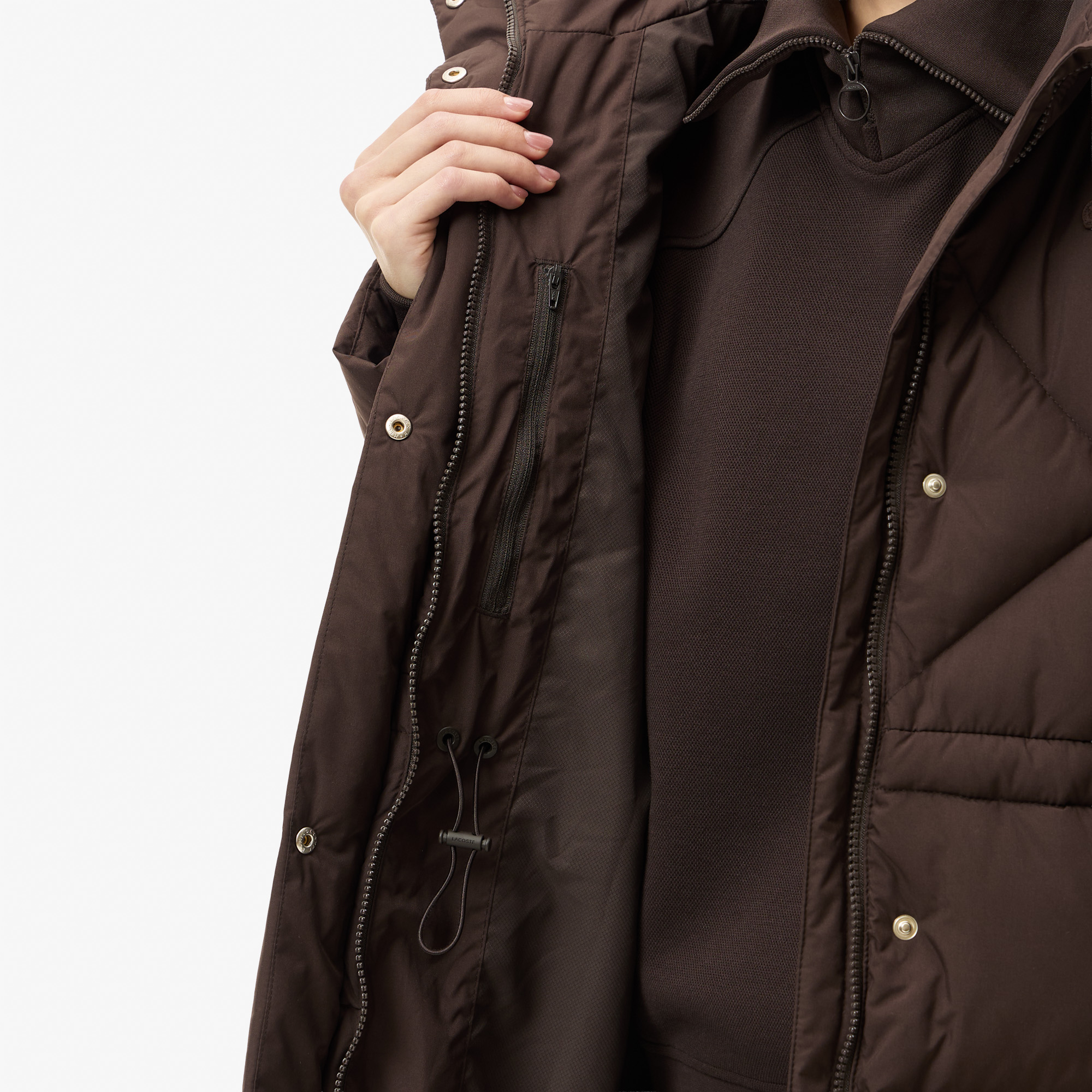 Женская парка Lacoste с капюшоном BF2611 коричневый  Фото 5