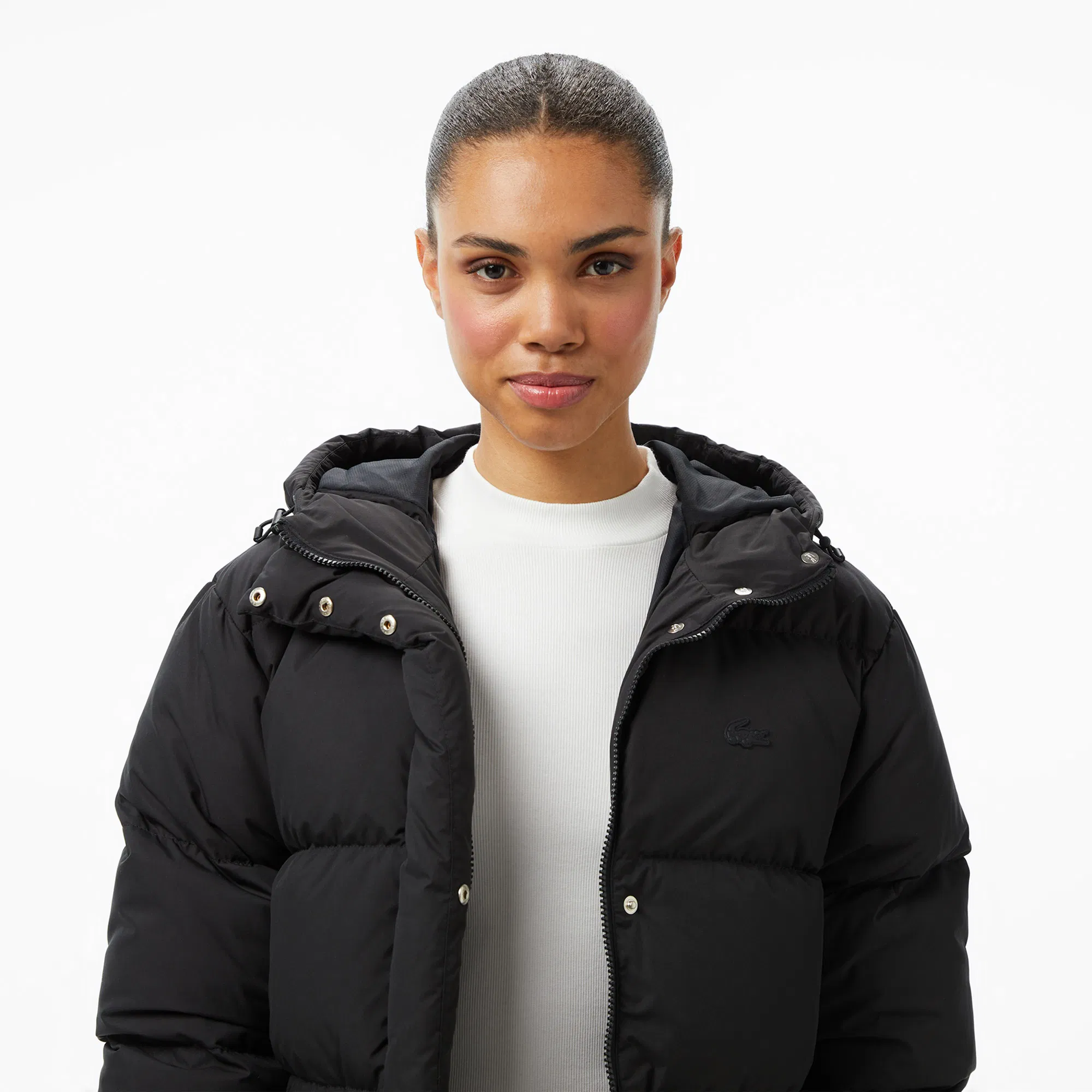 Женская парка Lacoste с капюшоном BF2614 чёрный  Фото 3
