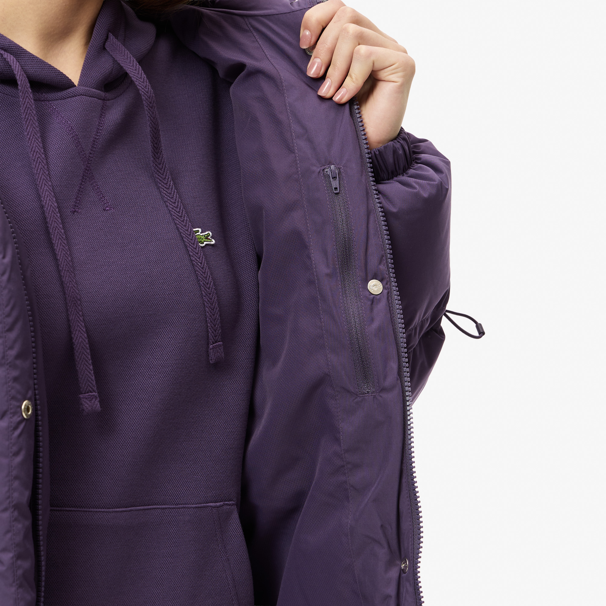 Женская парка Lacoste с капюшоном BF2614 фиолетовый  Фото 5