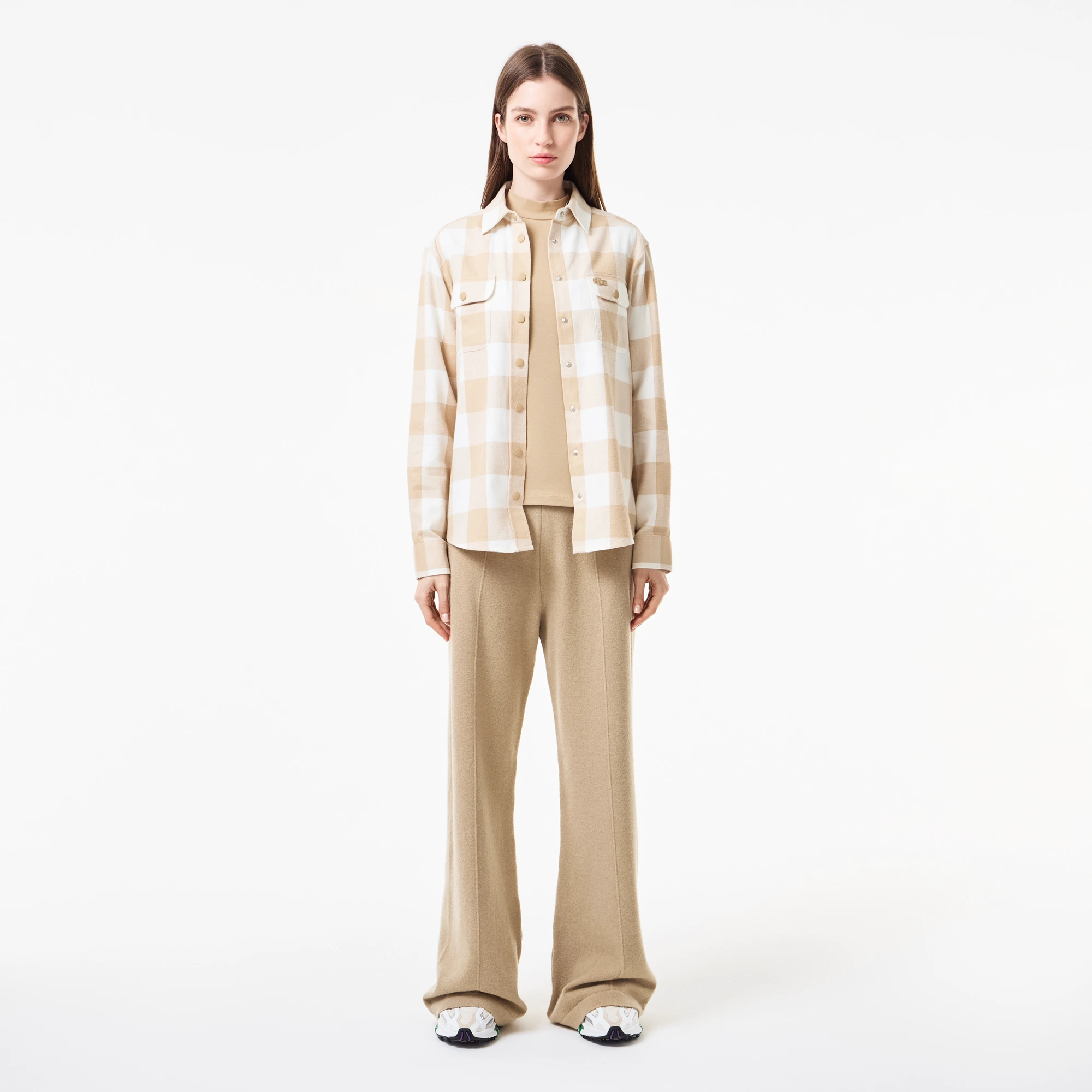 Женская хлопковая рубашка Lacoste в клетку