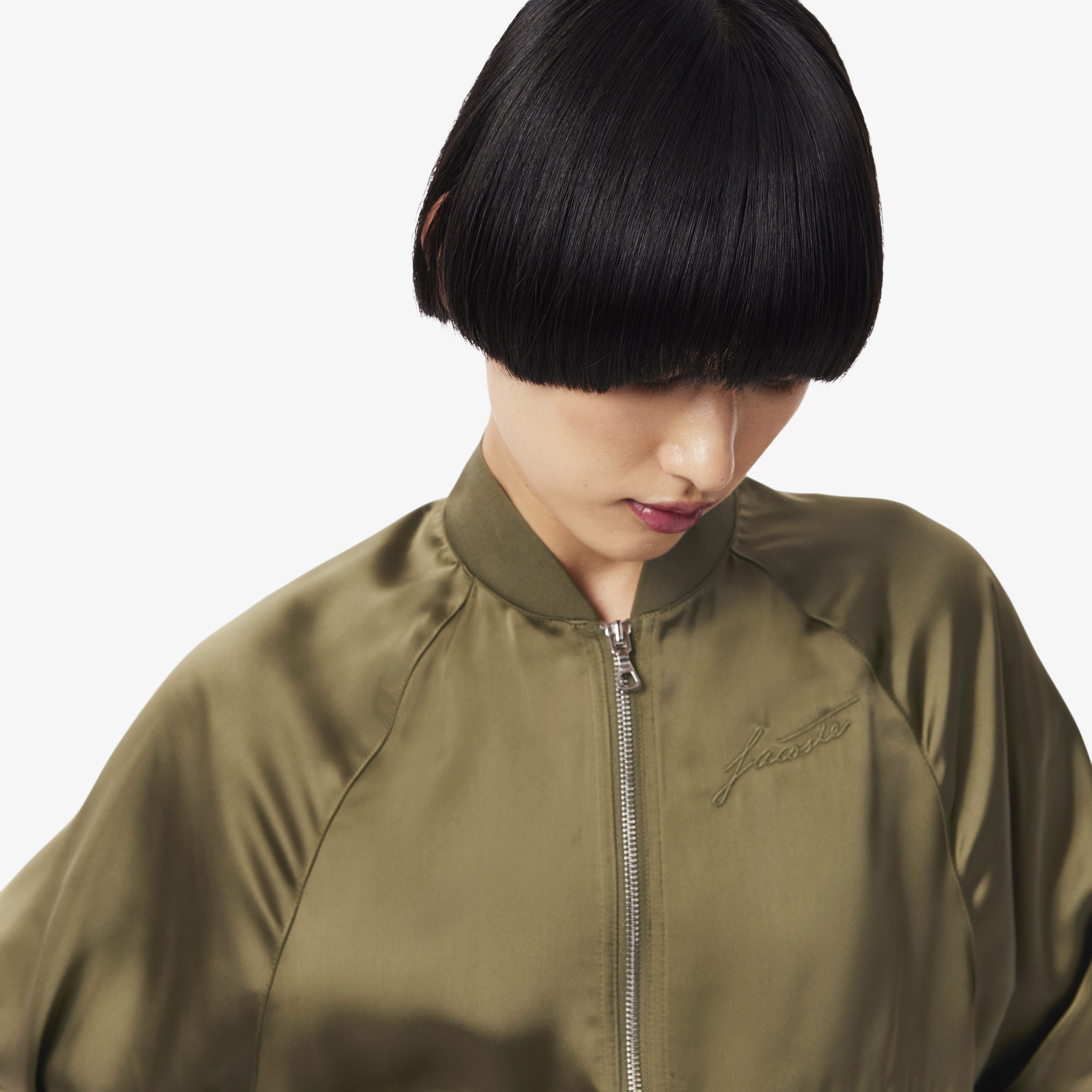 Женская рубашка Lacoste  OVERSIZE FIT CF5318 хаки  Фото 3