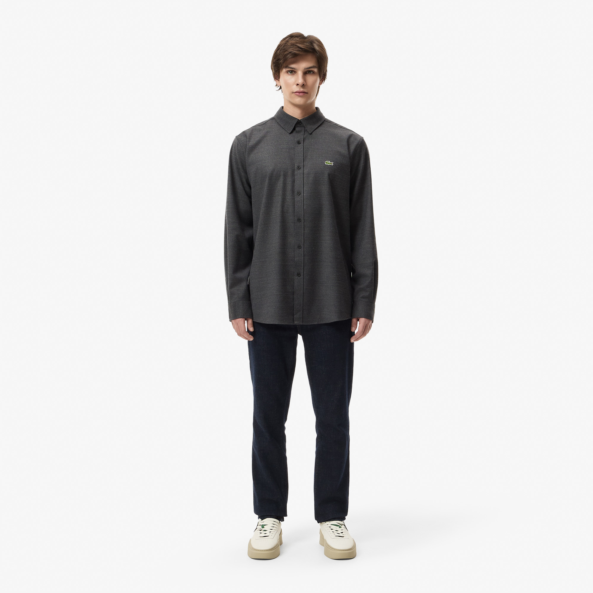 Мужская рубашка Lacoste  REGULAR FIT CH2611 серый  Фото 4