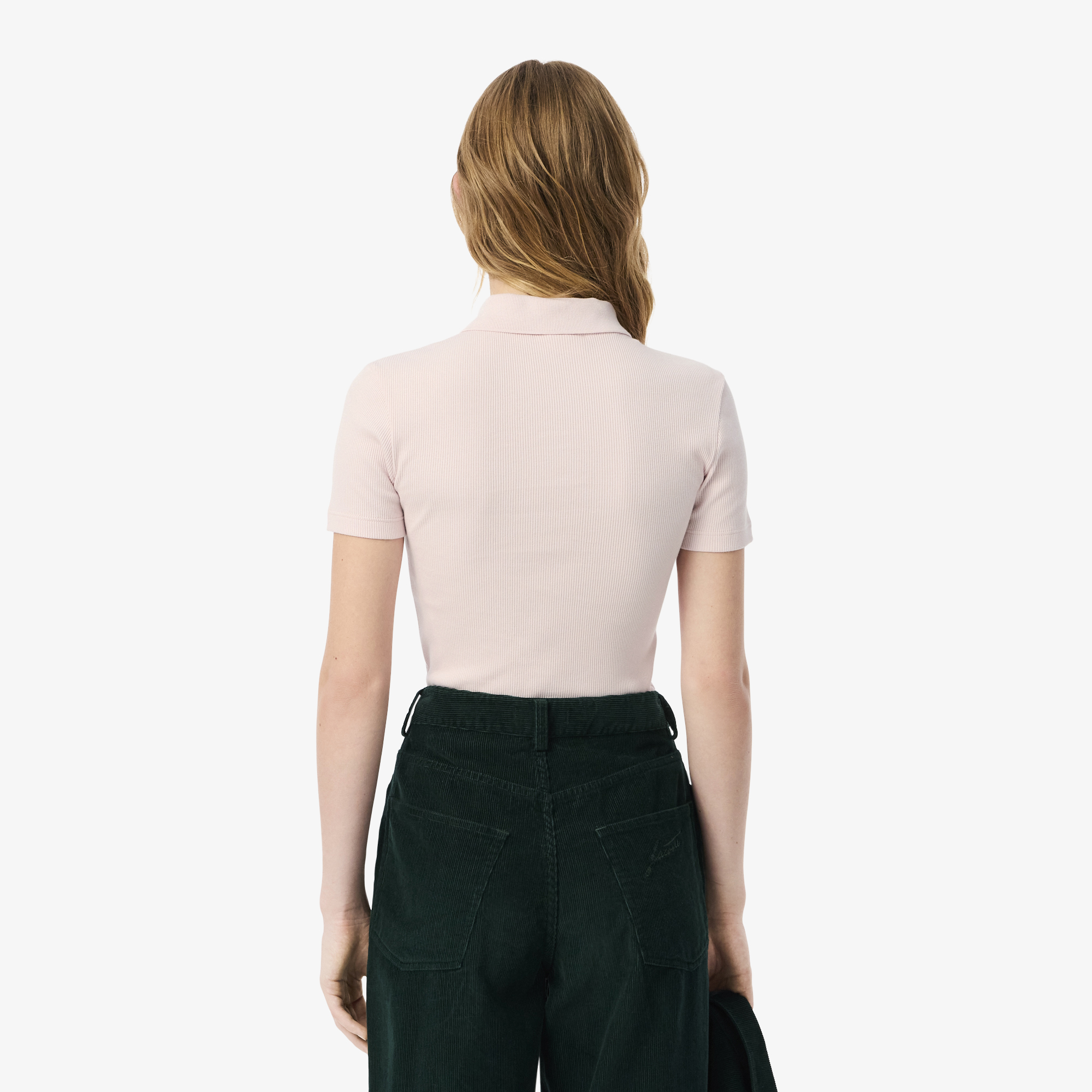 Женское поло Lacoste Slim Fit из органического хлопка DF5377 розовый  Фото 2