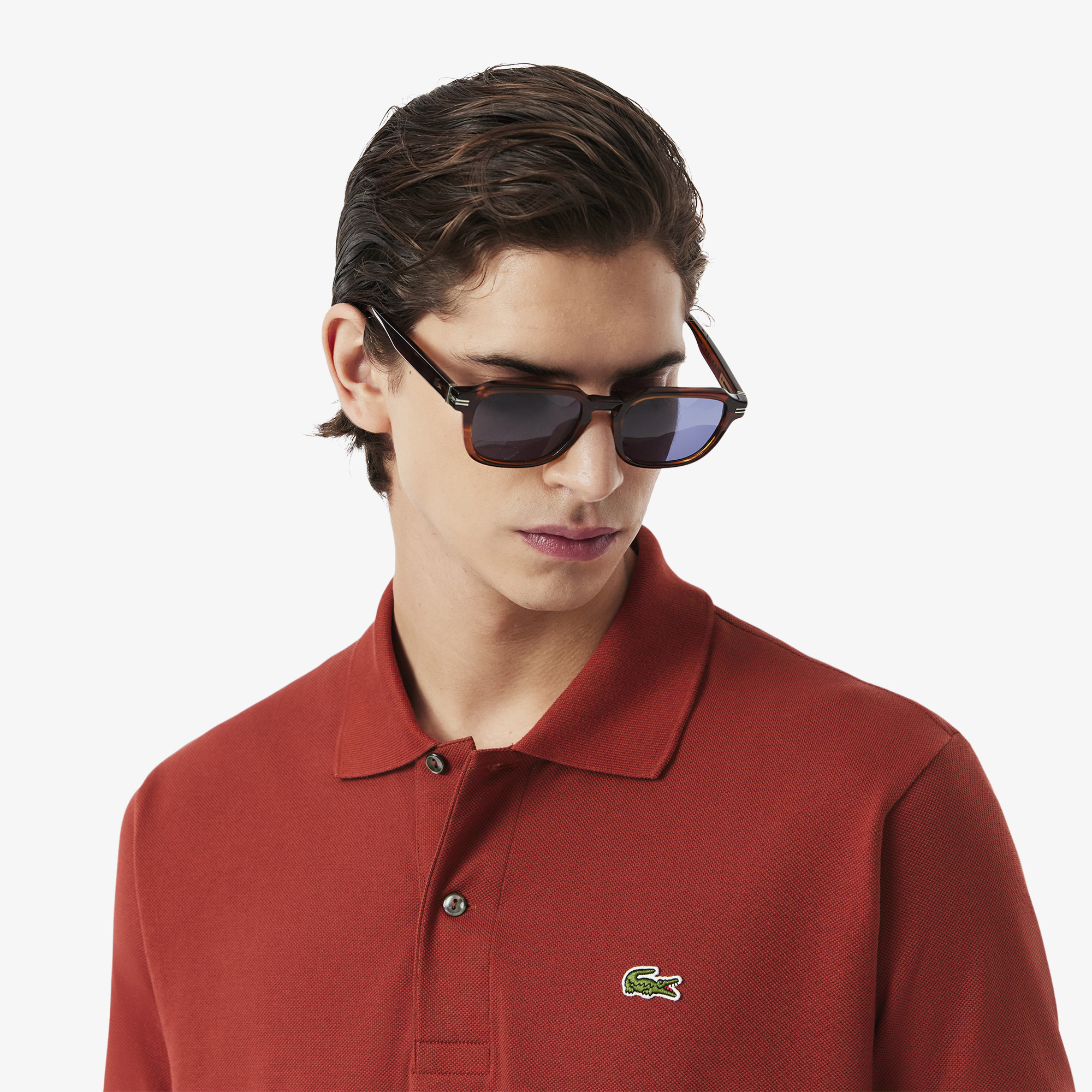 Мужское поло Lacoste L1212 Classic Fit L1212 коричневый  Фото 3