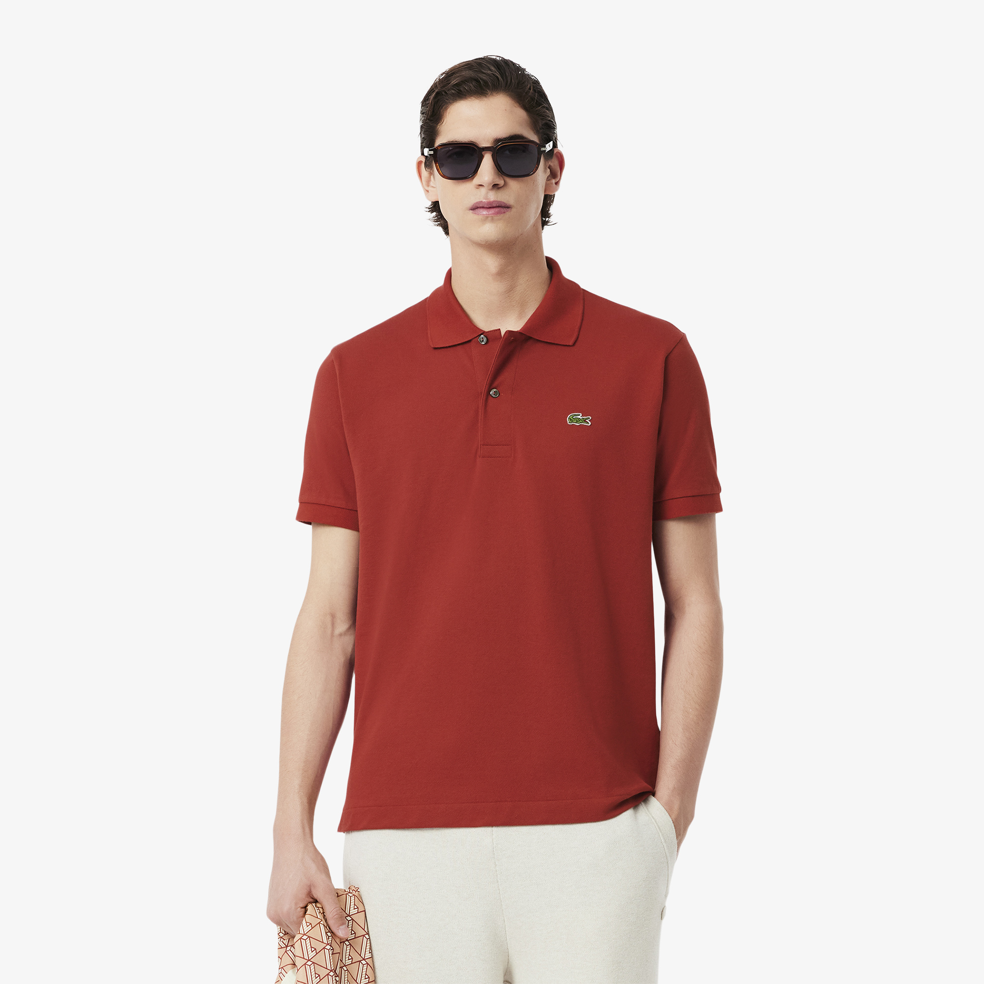 Мужское поло Lacoste L1212 Classic Fit L1212 коричневый 