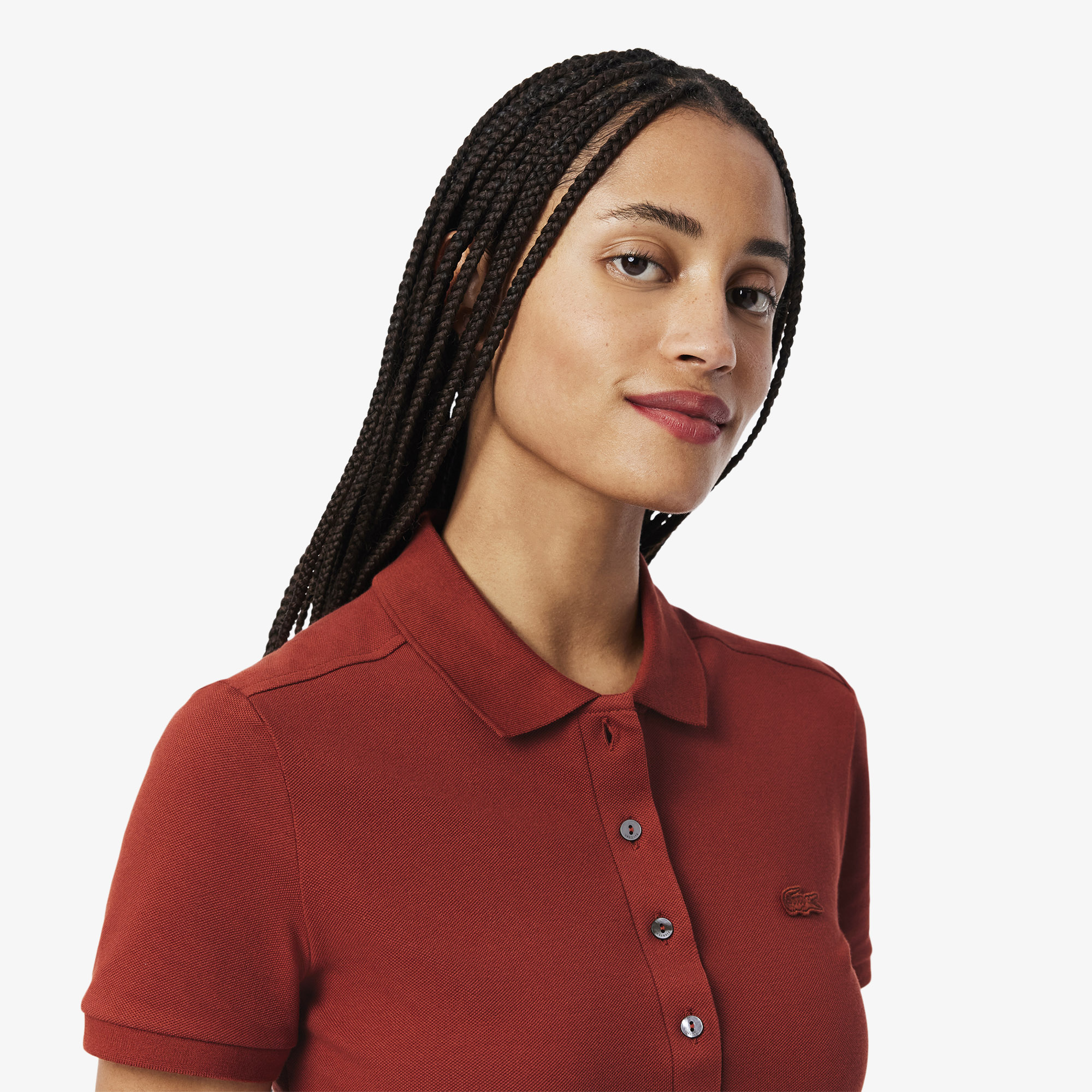 Женское поло Lacoste Slim Fit из эластичного хлопка PF5462 красный  Фото 3