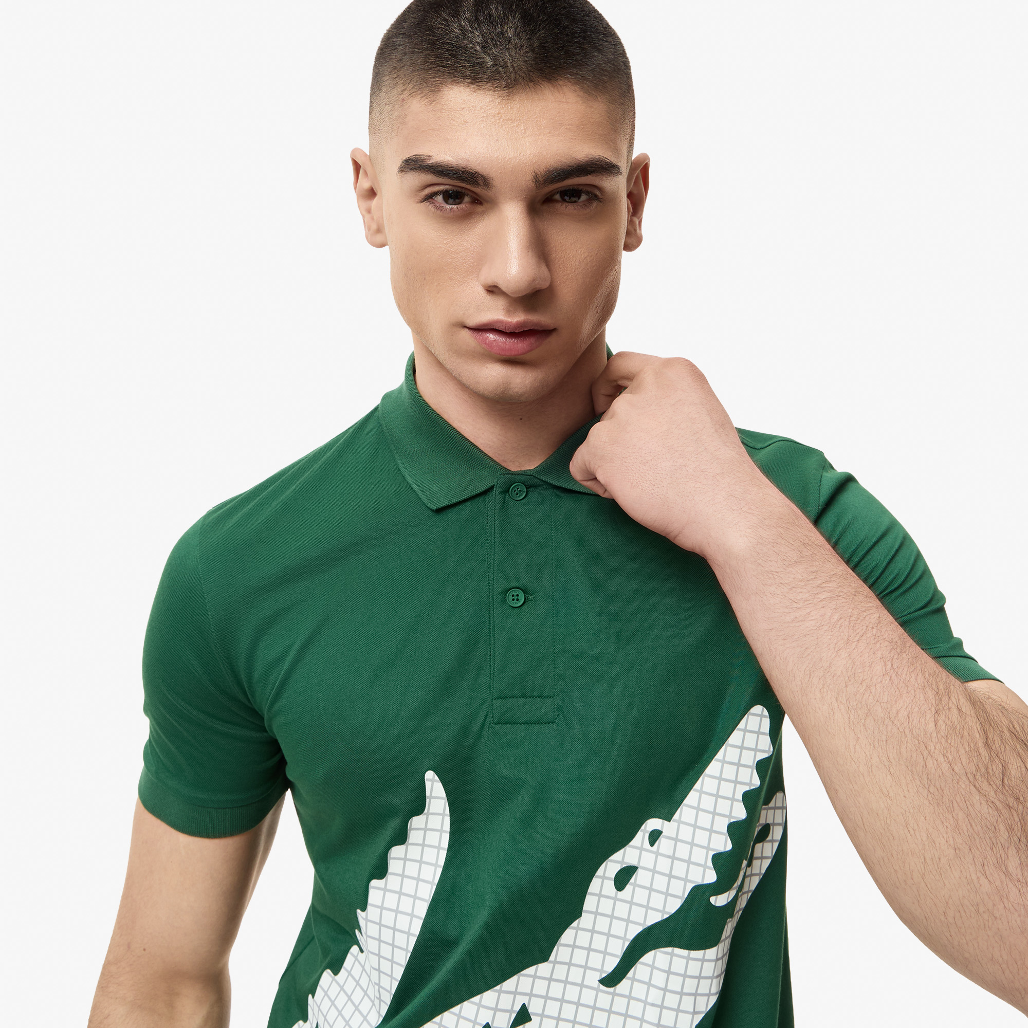 Мужское поло Lacoste из органического хлопка PH0412 зелёный  Фото 3